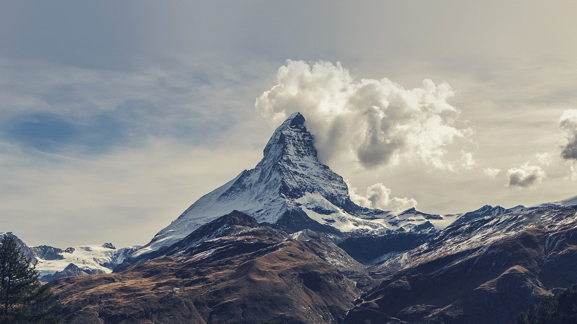 tranquil scene, Matterhorn, environment, mountains, landscape, nature, non-urban scene, Cervino, winter, day, tranquility, 1080P, mountain range, mountain peak, HD Wallpaper