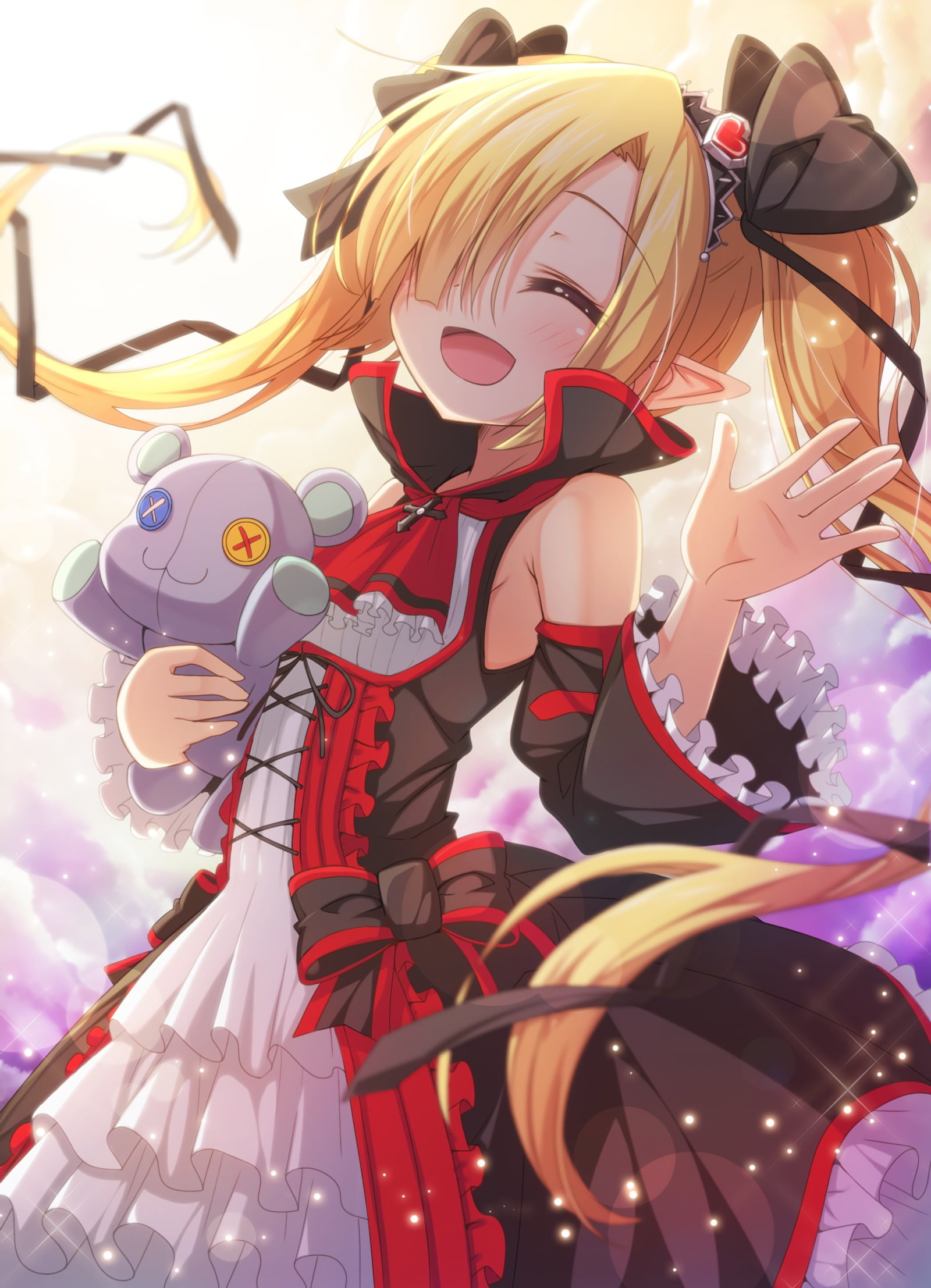 anime girls, amusement park ride, long hair, outdoors, amusement park, blonde, celebration, 1080P, art and craft, people, representation, costume, festival, Phone HD Wallpaper