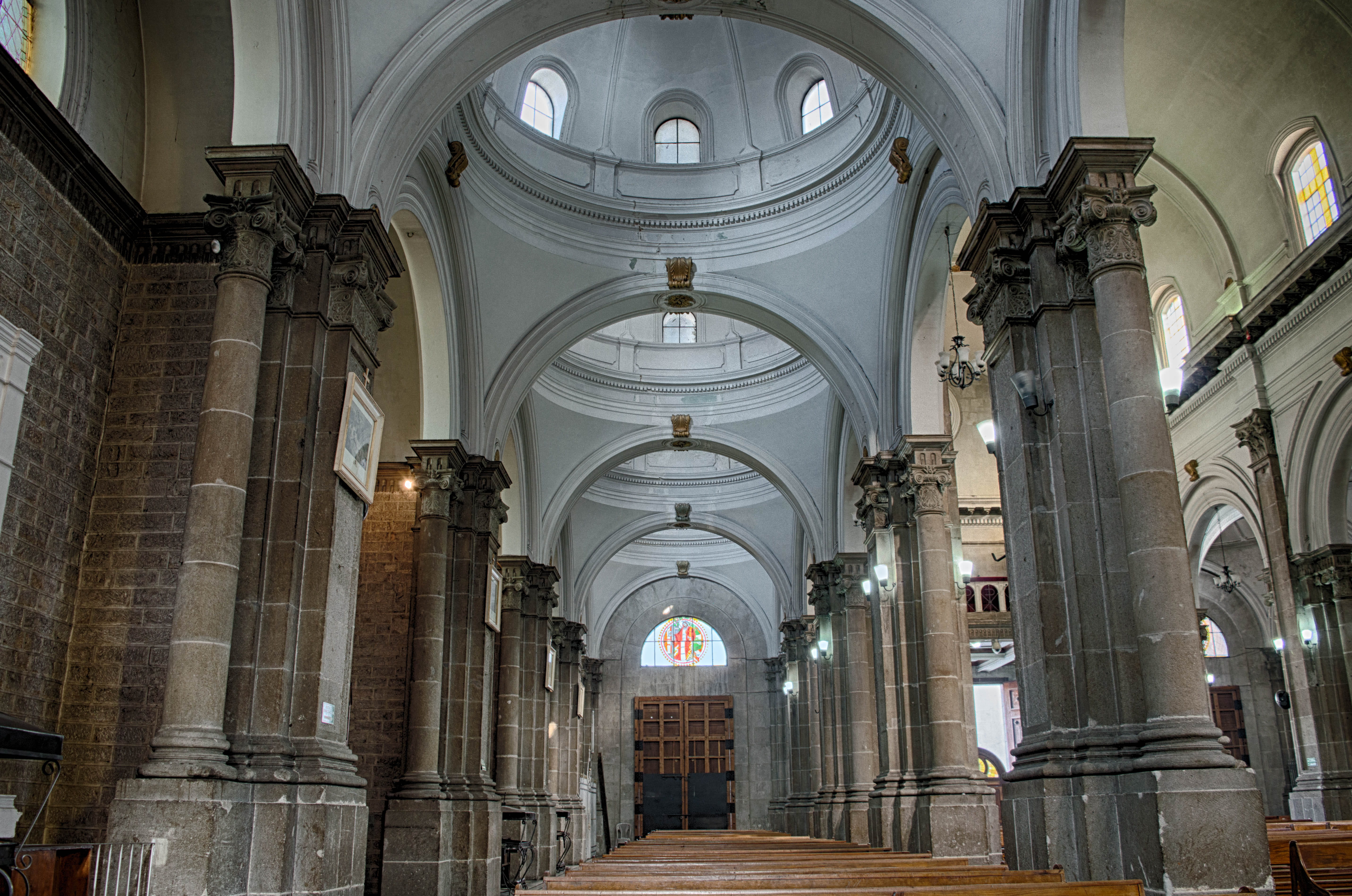 hdr, spirituality, indoors, low angle view, electric lamp, catedral de los altos, arch, church, no people, belief, ceiling, 5K, place of worship, perspective, HD Wallpaper
