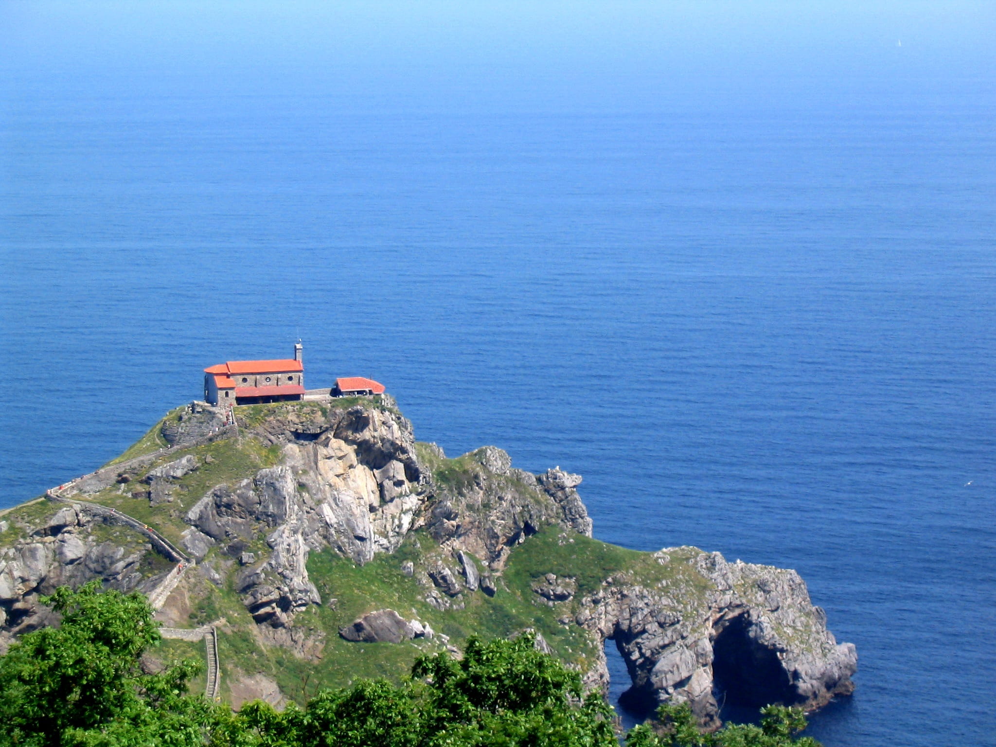 outdoors, scenics - nature, rock, scenics, day, rock formation, sea, church, tranquility, basque country, mode of transportation, spain, rock - Object, HD Wallpaper