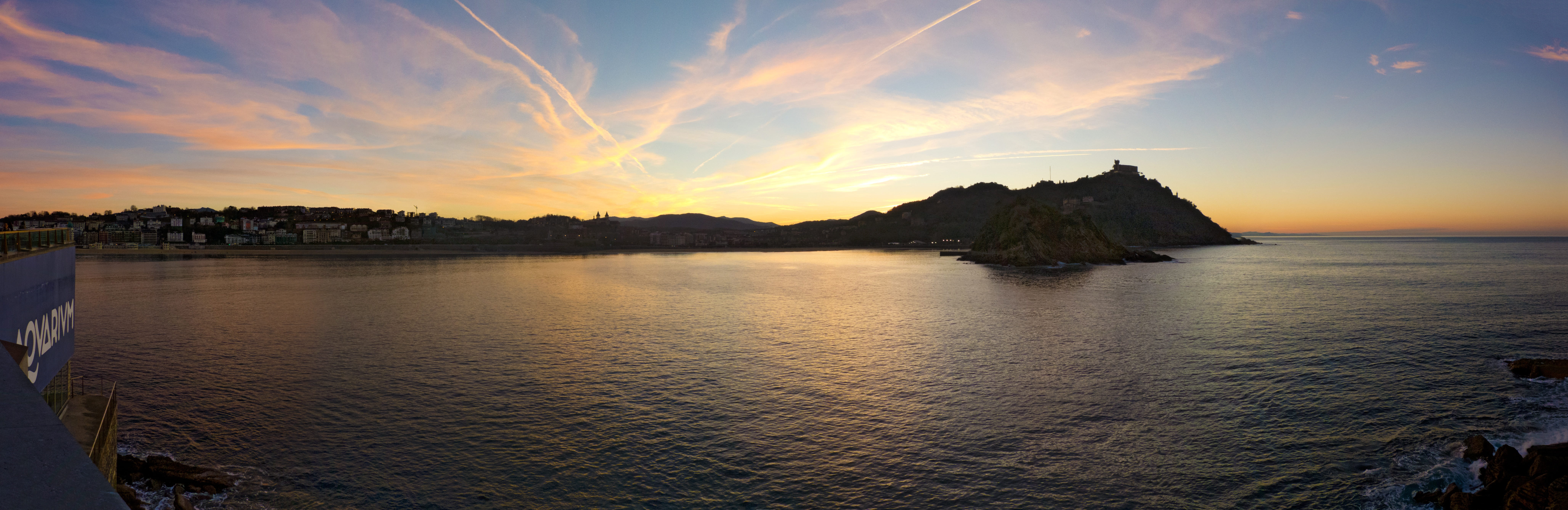 san sebastian, view, land, coastline, no people, nature, outdoors, Donostia, bay, cloud - sky, tranquility, sea, Sunset, horizon, island, tranquil scene, HD Wallpaper