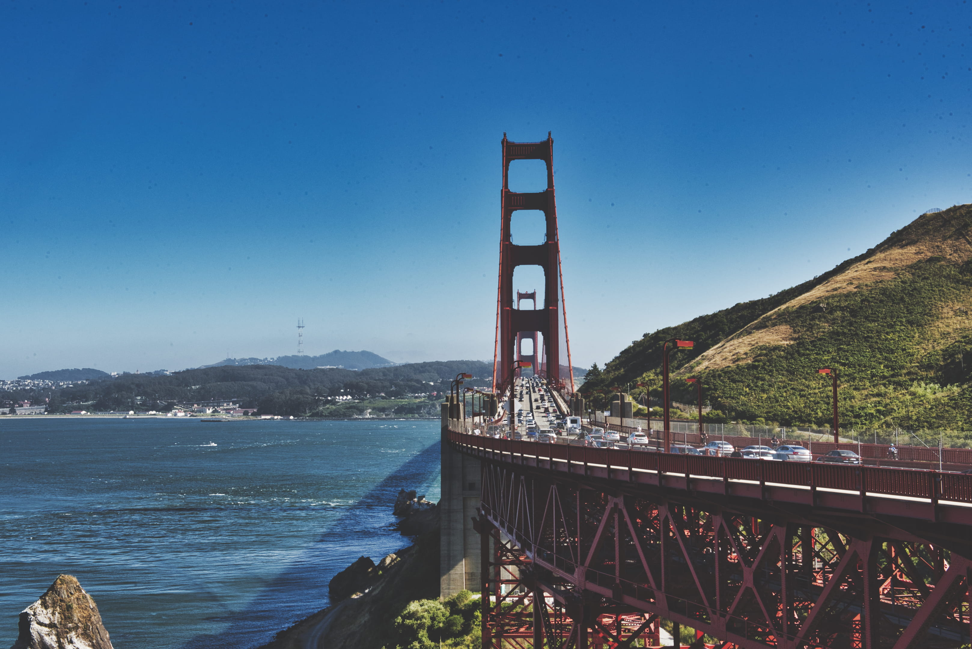 sutro, nature, suspension bridge, promontory, tower, golden gate, nikon, sunny, concrete, day, city, connection, usa, building, water, beauty in nature, HD Wallpaper