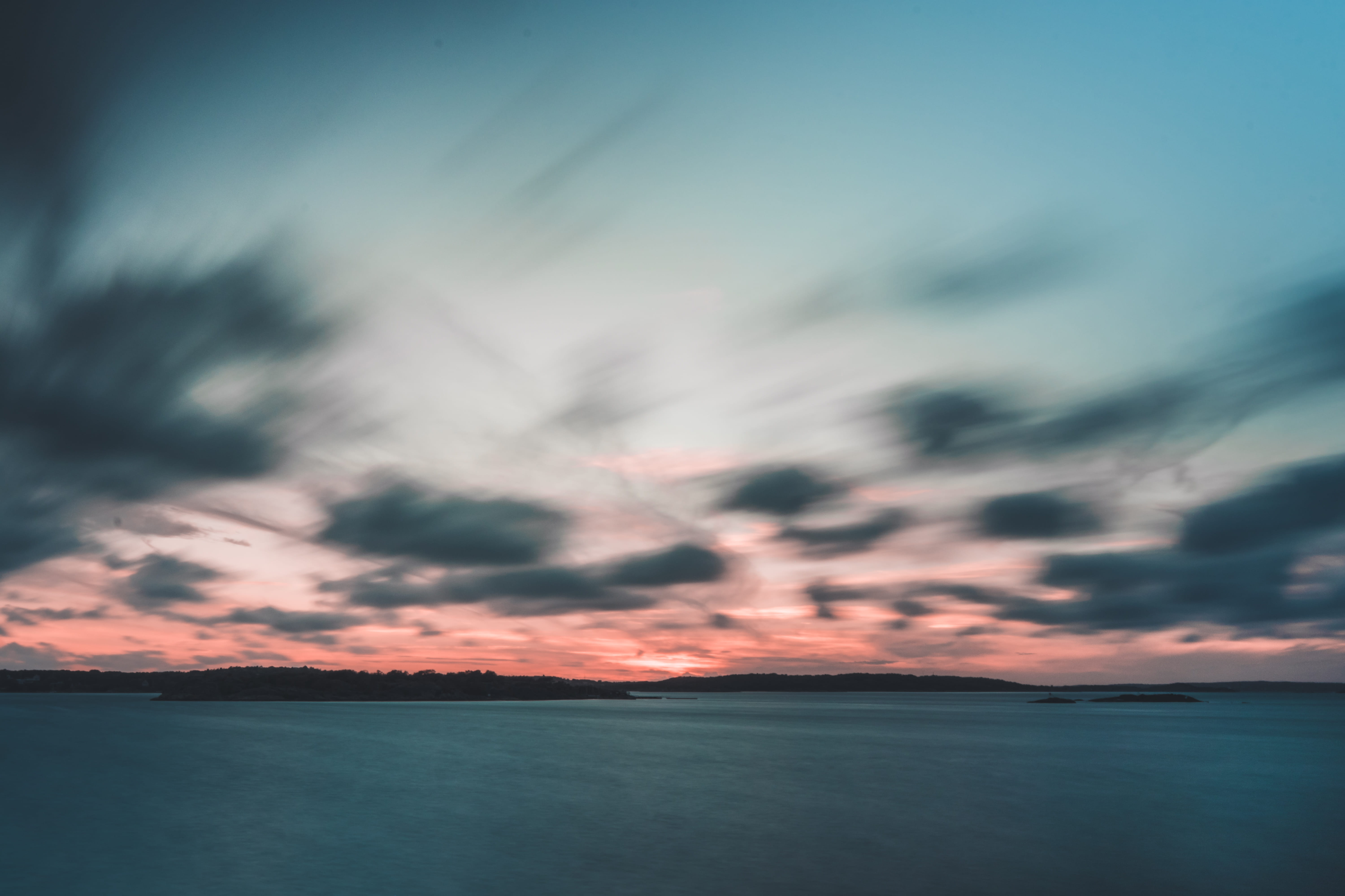 orange Color, water, summer, no People, backgrounds, cloudscape, 5K, horizon Over Water, body, idyllic, vacations, scenics, longexposure, nature, cloudy, HD Wallpaper