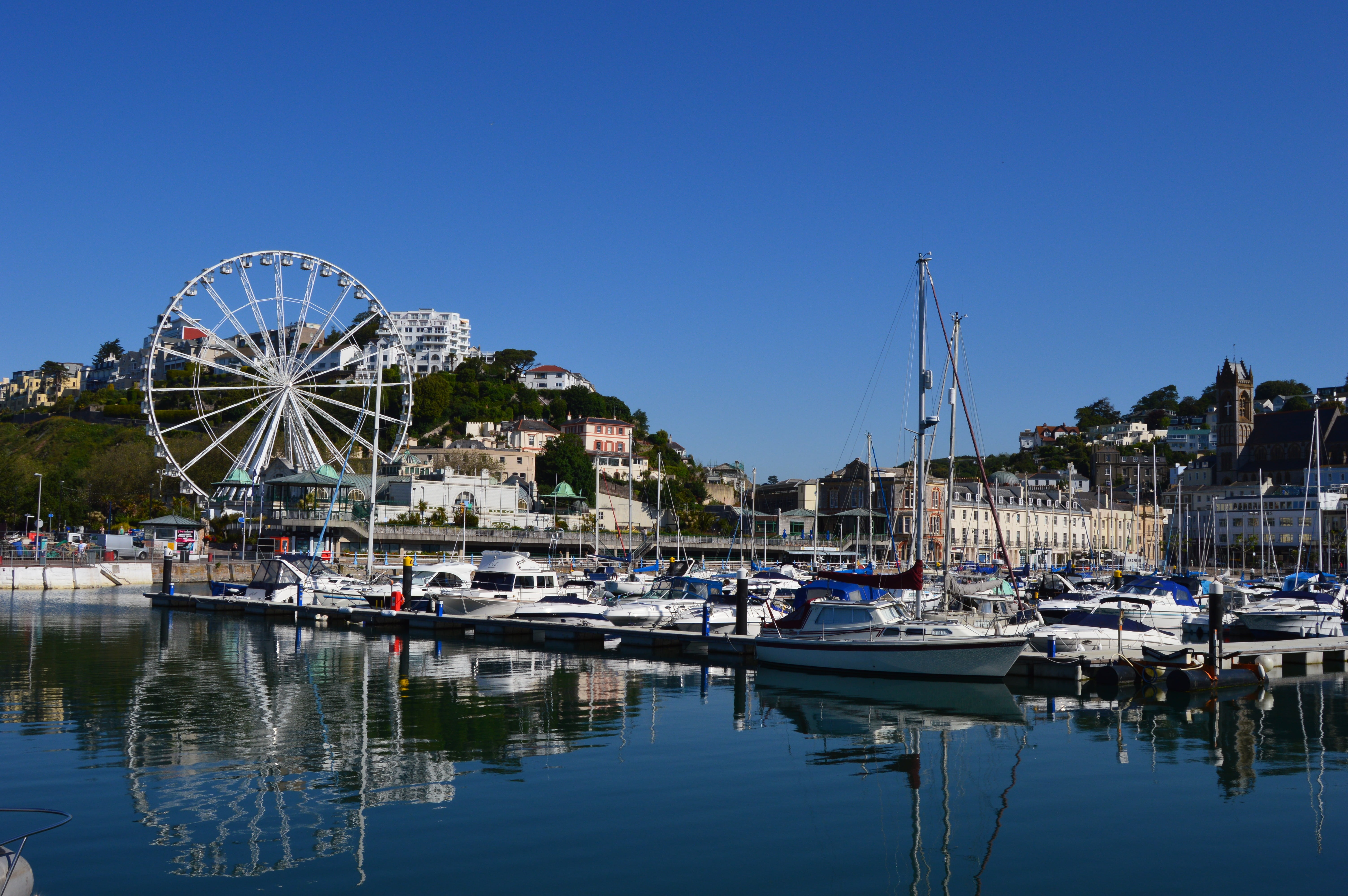 harbour, reflection, coast, outdoors, devon, ferris, sailboat, moored, mode of transportation, wheel, body, ocean, seascape, marina, travel destinations, HD Wallpaper