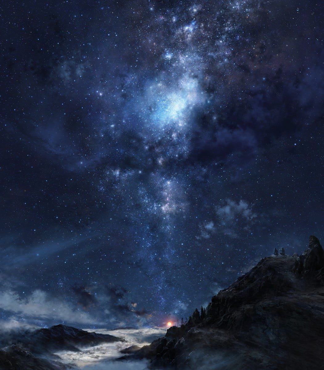 tranquility, scenics - nature, beauty in nature, star - space, mountains, stars, majestic, mountain, space, outdoors, milky way, landscape, no people, galaxy, Phone HD Wallpaper