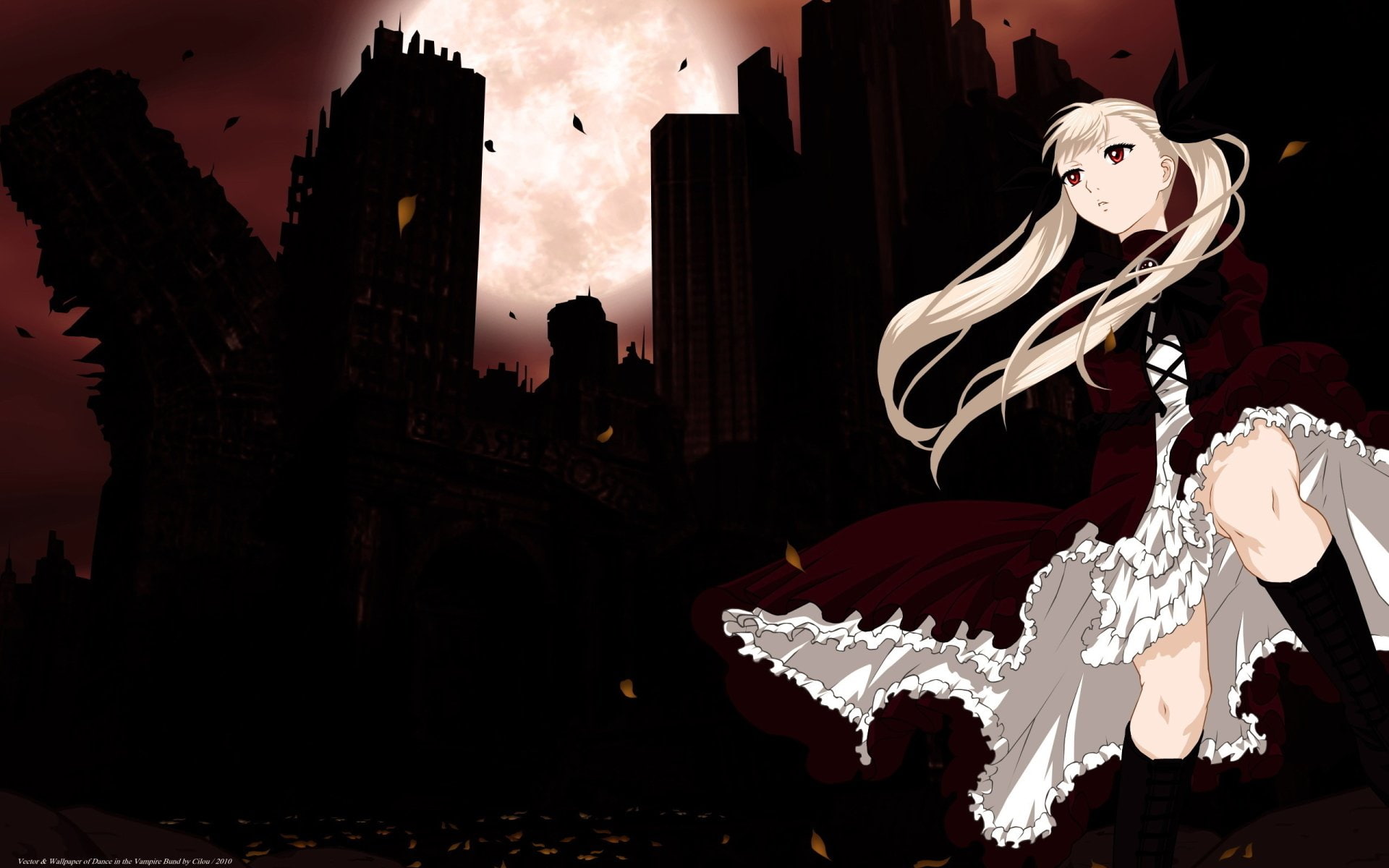 nature, representation, sky, Mina Tepes, building exterior, sculpture, architecture, lighting equipment, low angle view, Dance In The Vampire Bund, illuminated, HD Wallpaper