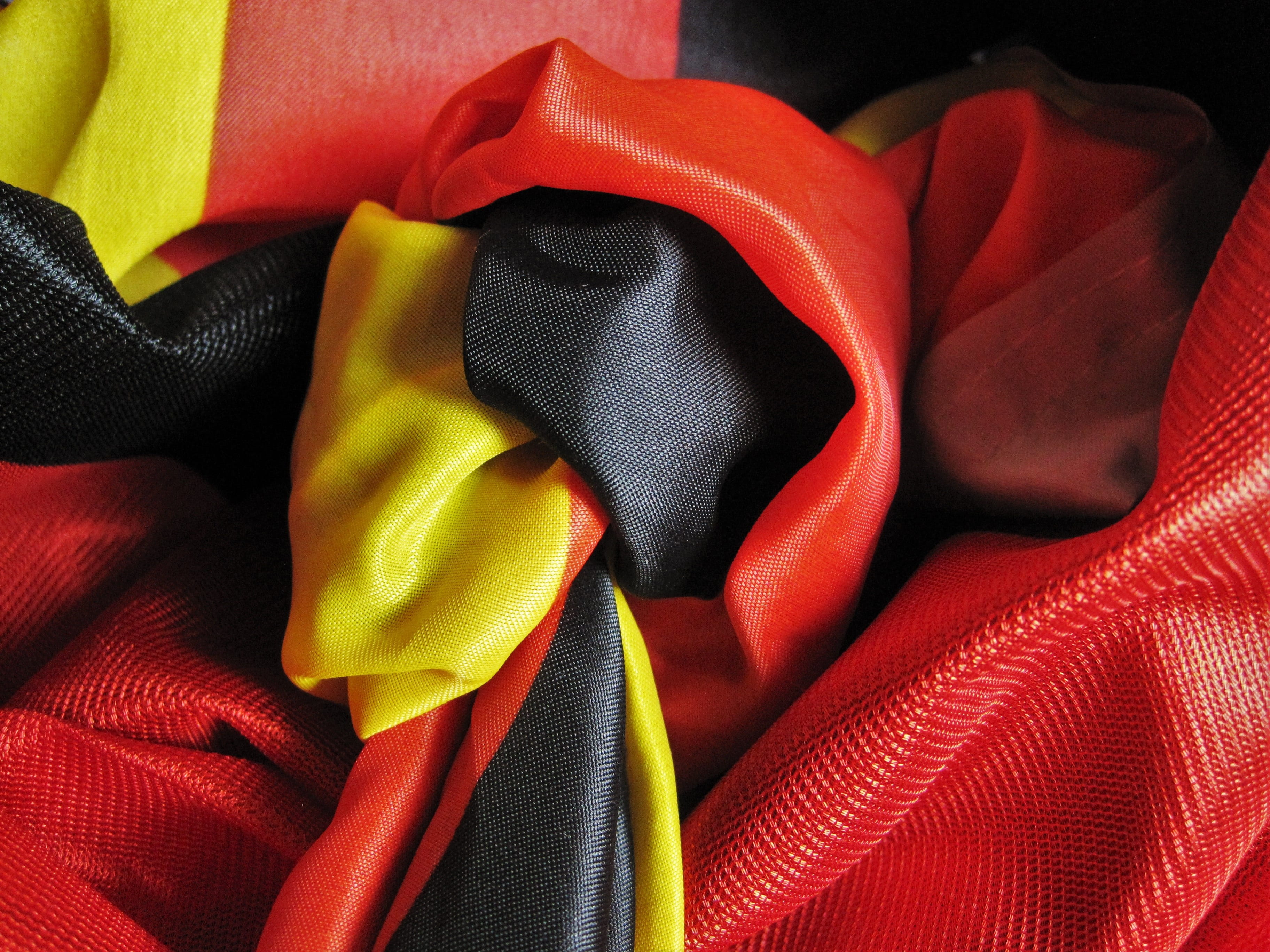 necktie, luxury, germany, softness, fanartikel, pattern, knot, no people, textile, football world cup, multi colored, red, indoors, menswear, shiny, football-accessory, HD Wallpaper