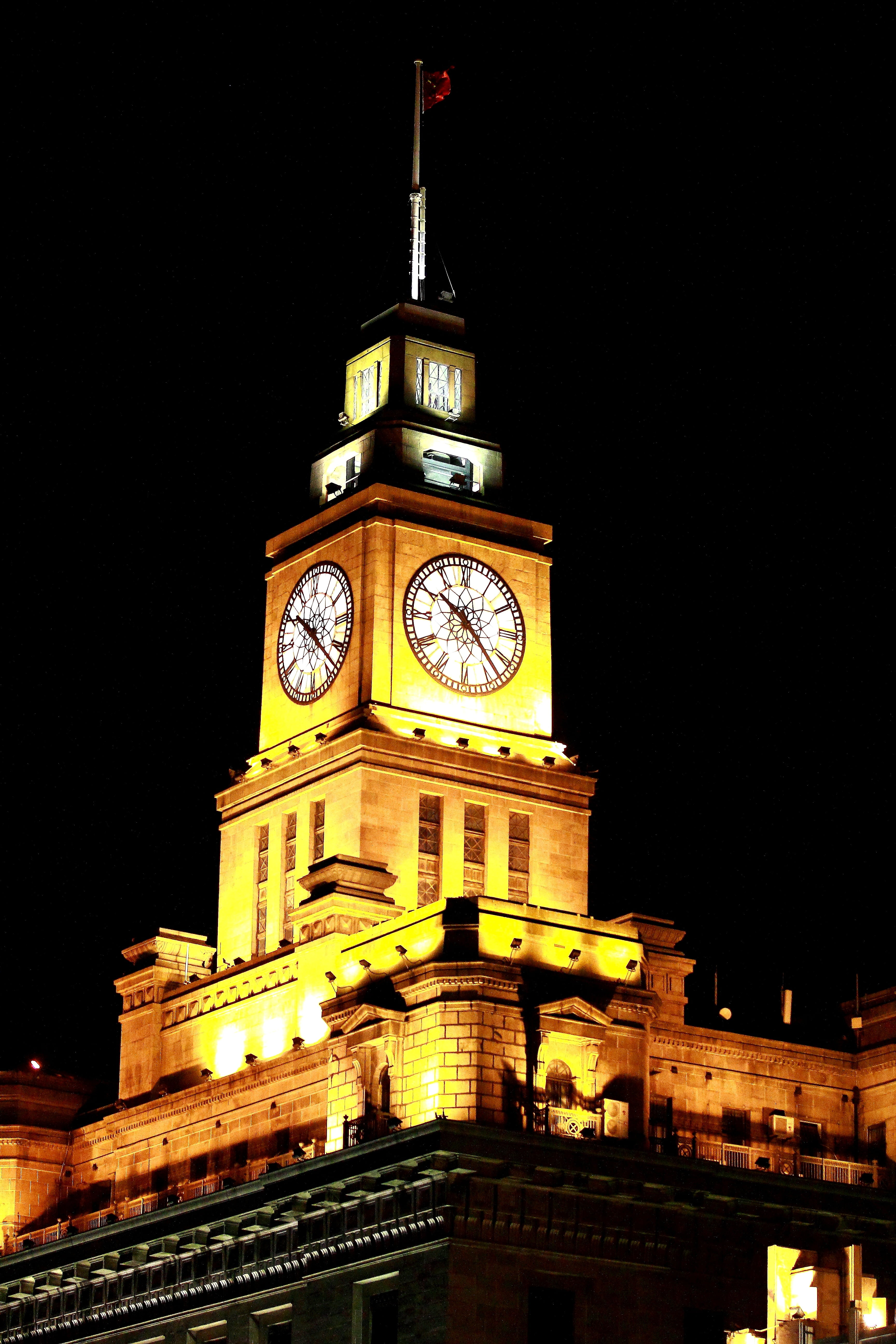 history, the past, illuminated, clock Tower, night, built structure, clock face, clock, shanghai, time, sky, tourism, city, building, building exterior, Phone HD Wallpaper