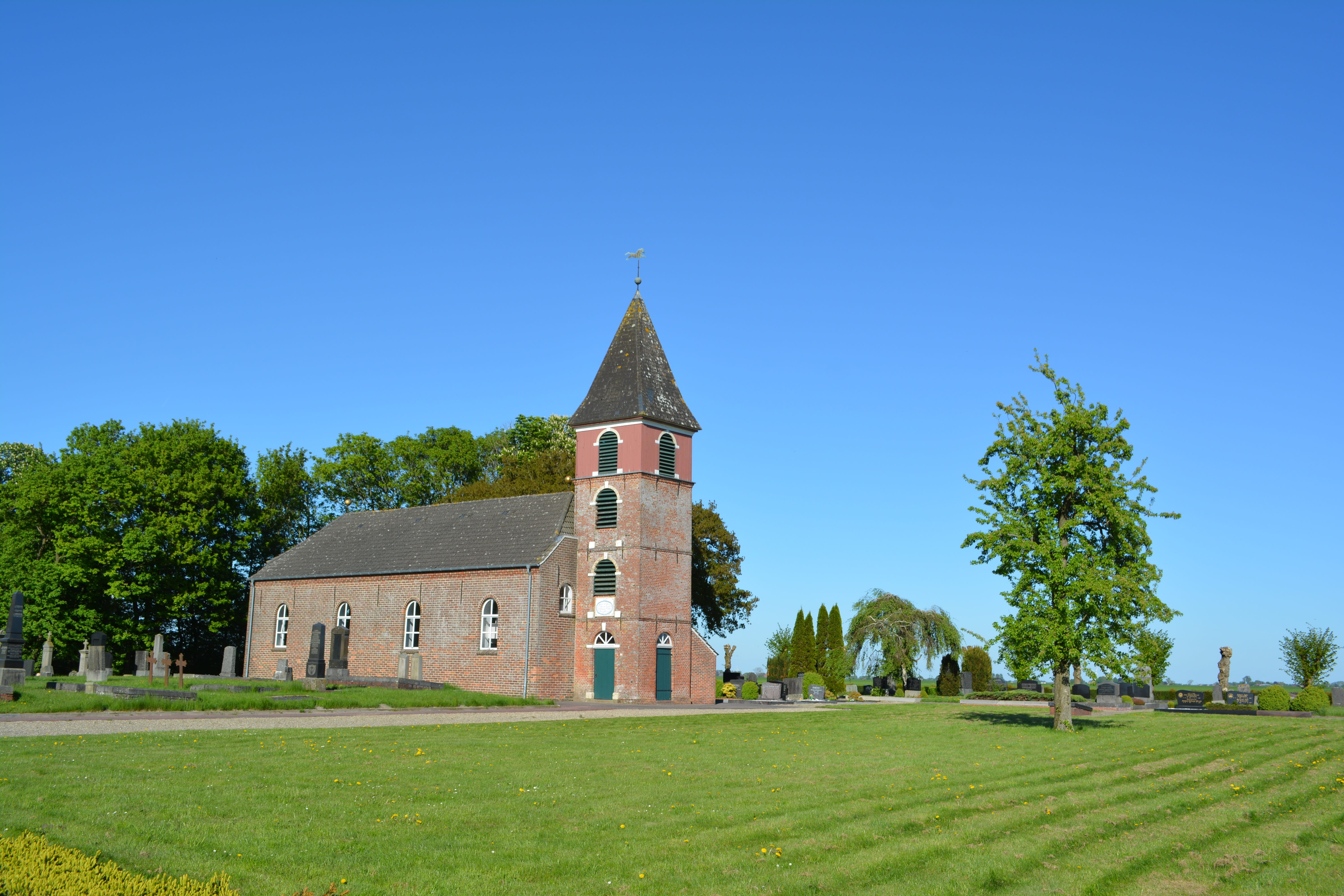 spirituality, summer, nature, religion, blue, plant, landscape polder, place of worship, belief, building, sky, old building, built structure, field, grass, HD Wallpaper
