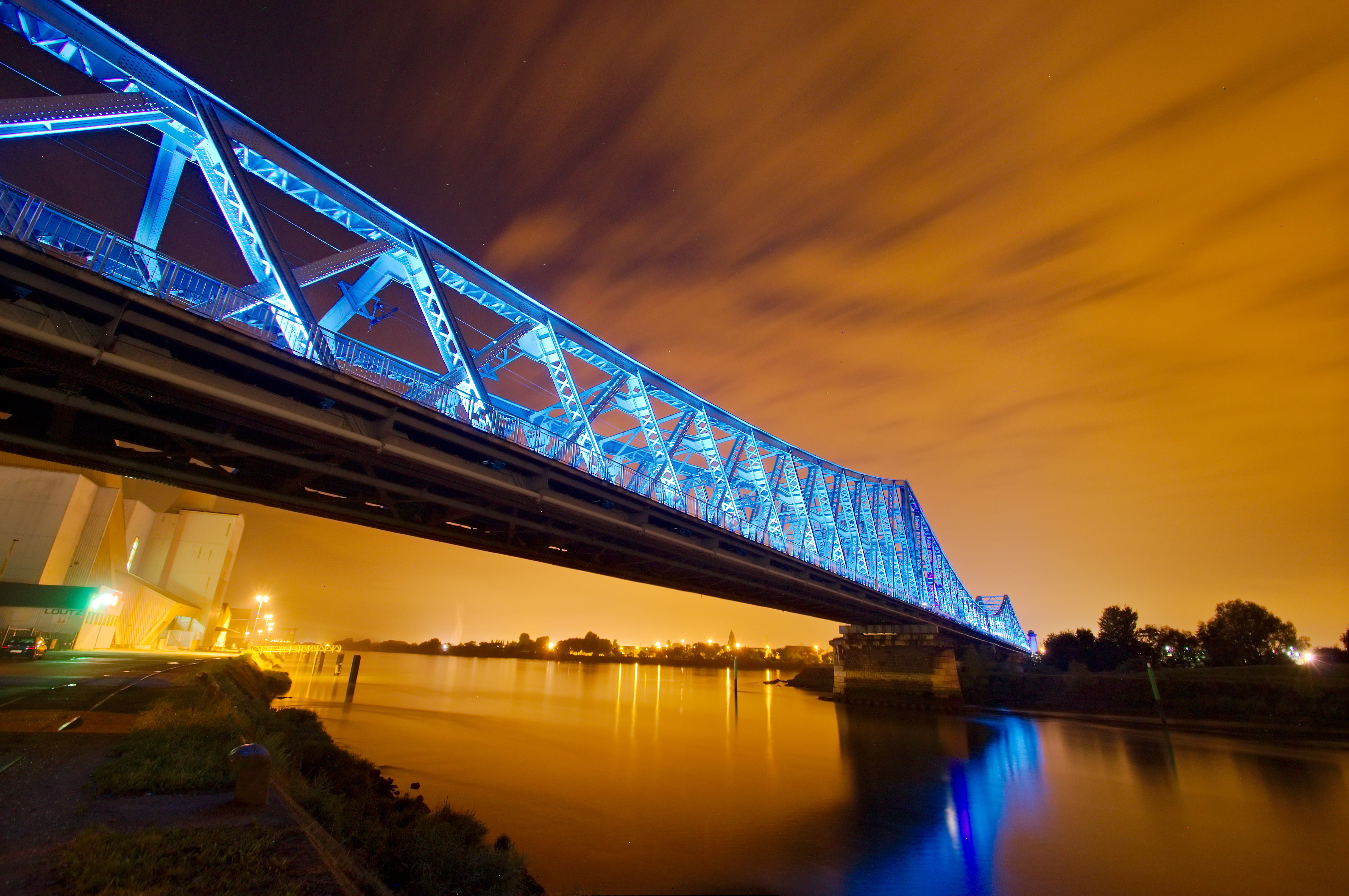 seine, night, night time, architecture, rouen, time, pose, famous Place, bridge - Man Made Structure, metal, river, lighted, bridge, at night, 4K, dusk, HD Wallpaper