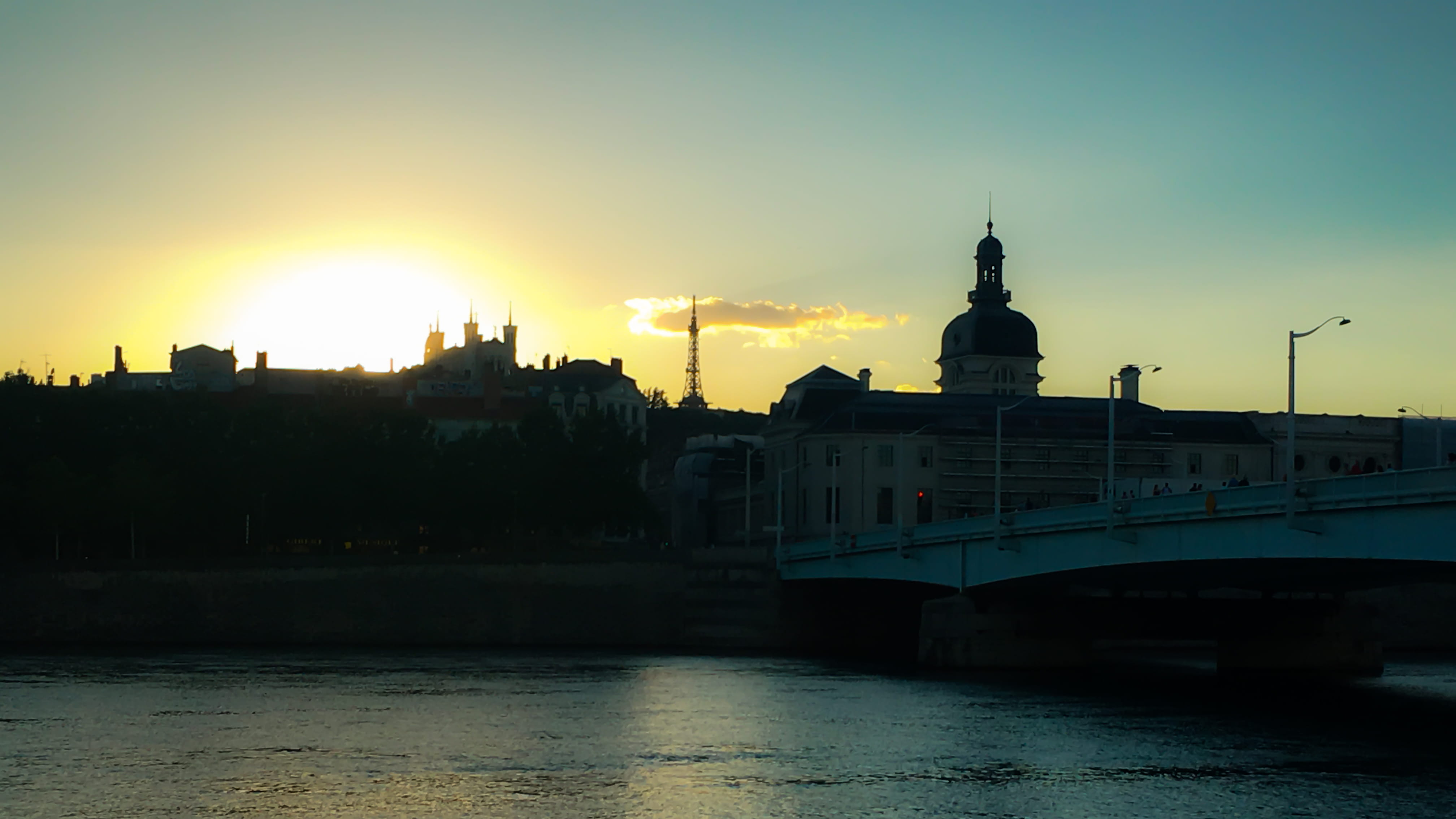 hotel-dieu, fourvière, fleuve, belief, basilique, sunlight, no people, notre dame de fourviere, hoteldieulyon, lyon, built structure, orange color, outdoors, HD Wallpaper