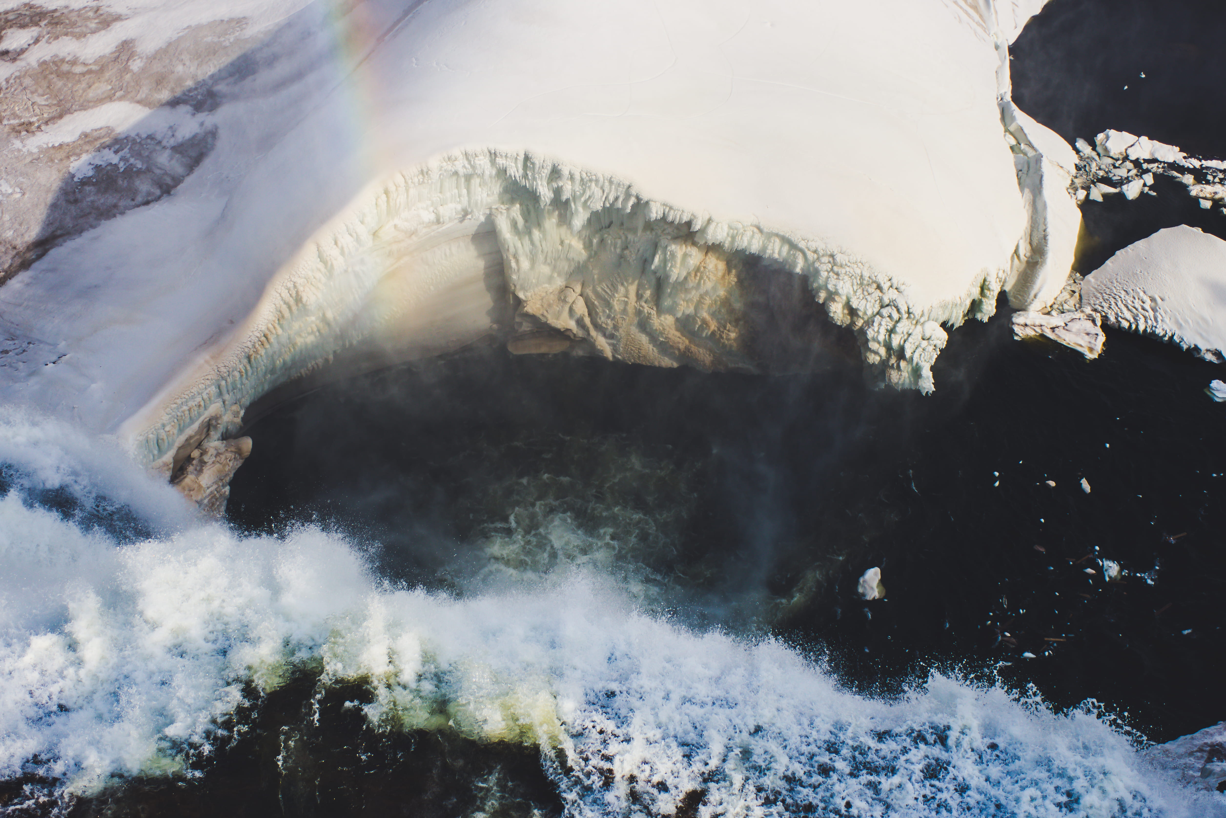 rock - object, rainbow, landscape, from above, fog, view, non-urban scene, waterfall, cold temperature, bird, tranquility, day, rock, s, motion, photography, HD Wallpaper