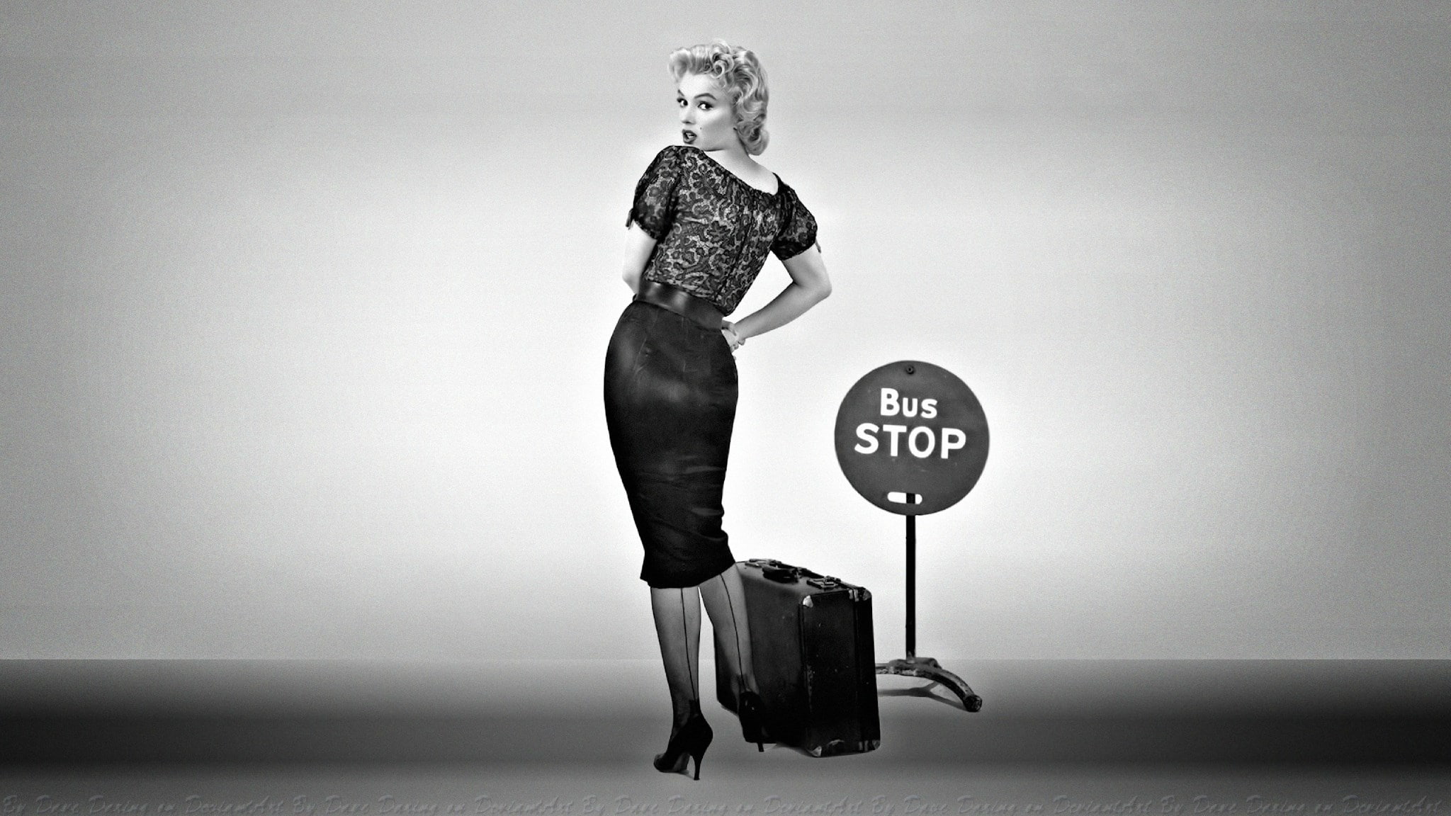 marilyn monroe screensavers and backgrounds, luggage, one person, clothing, wall - building feature, studio shot, sign, communication, text, standing, women, HD Wallpaper