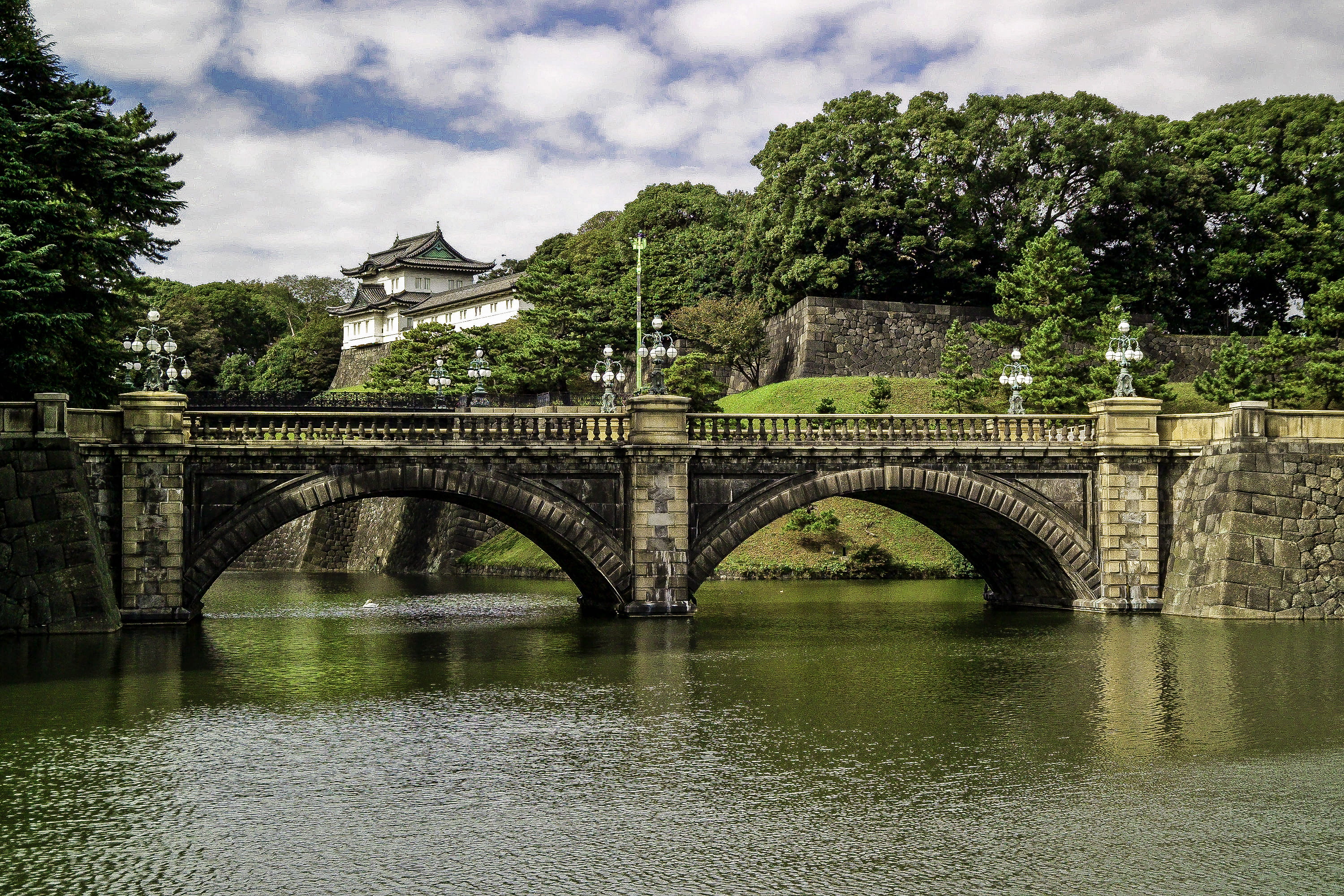 public domain, reflection, bridge - Man Made Structure, japan, 2K, Places, waterfront, sky, europe, building exterior, Japan, Tokyo, water, cloud - sky, HD Wallpaper