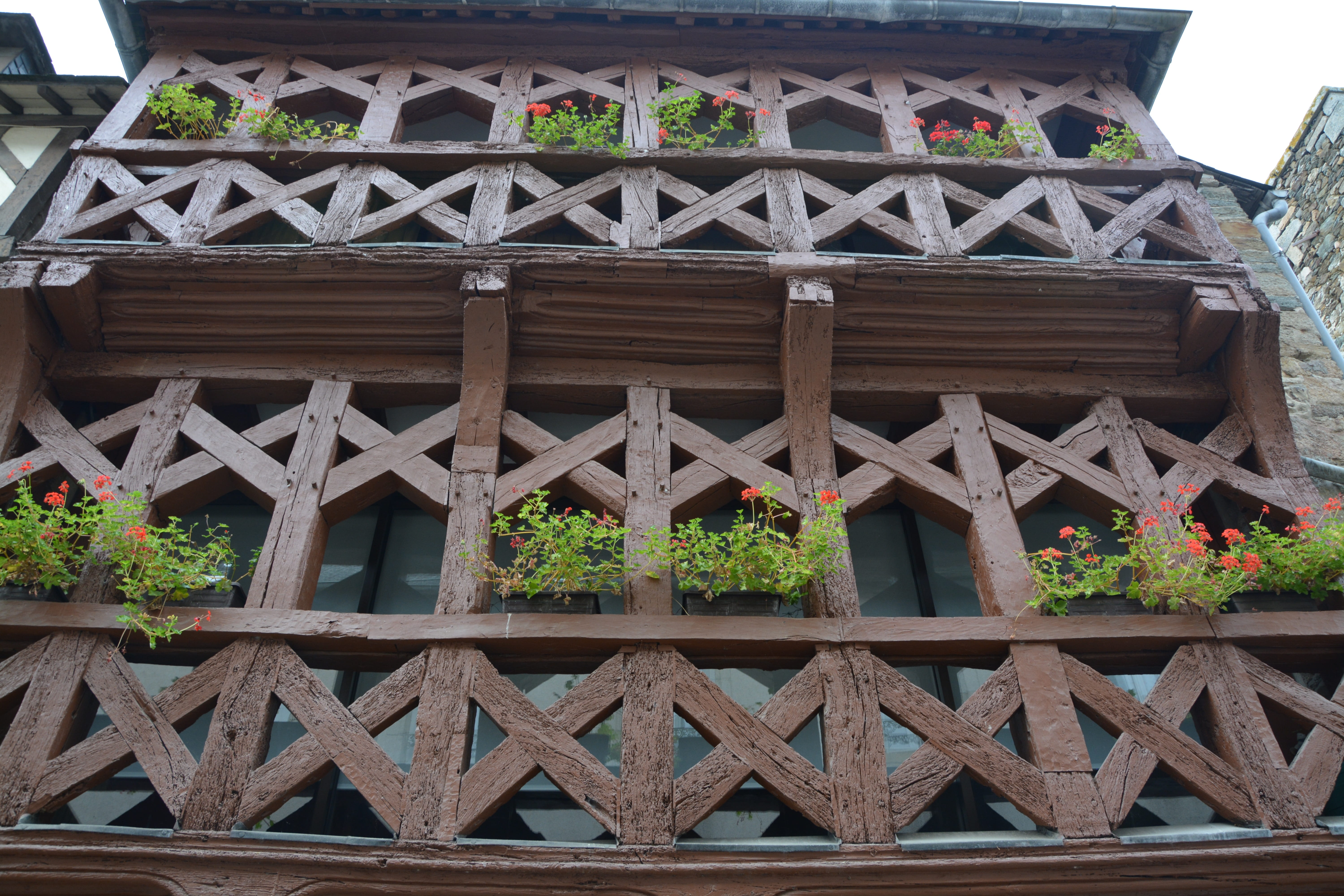 flowering plant, flower pot, window, old house, potted plant, tourist town, wood, flower, low angle view, tréguier, nature, house, brittany, wood - material, HD Wallpaper