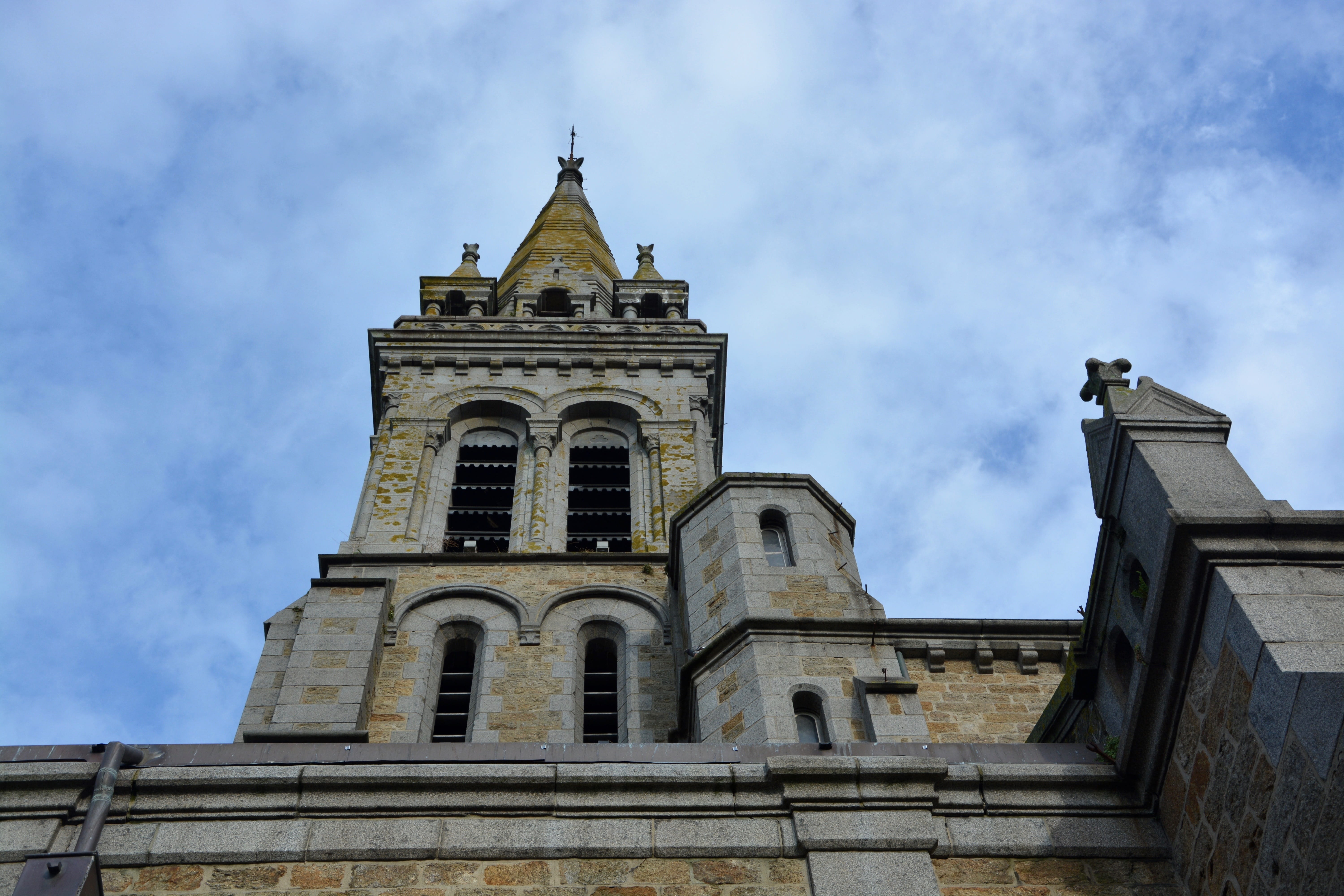 near saint malo, cloud - sky, heritage, sky, bell tower, ancient stone, tourist town, history, clock, no people, architecture, former, nature, building exterior, HD Wallpaper