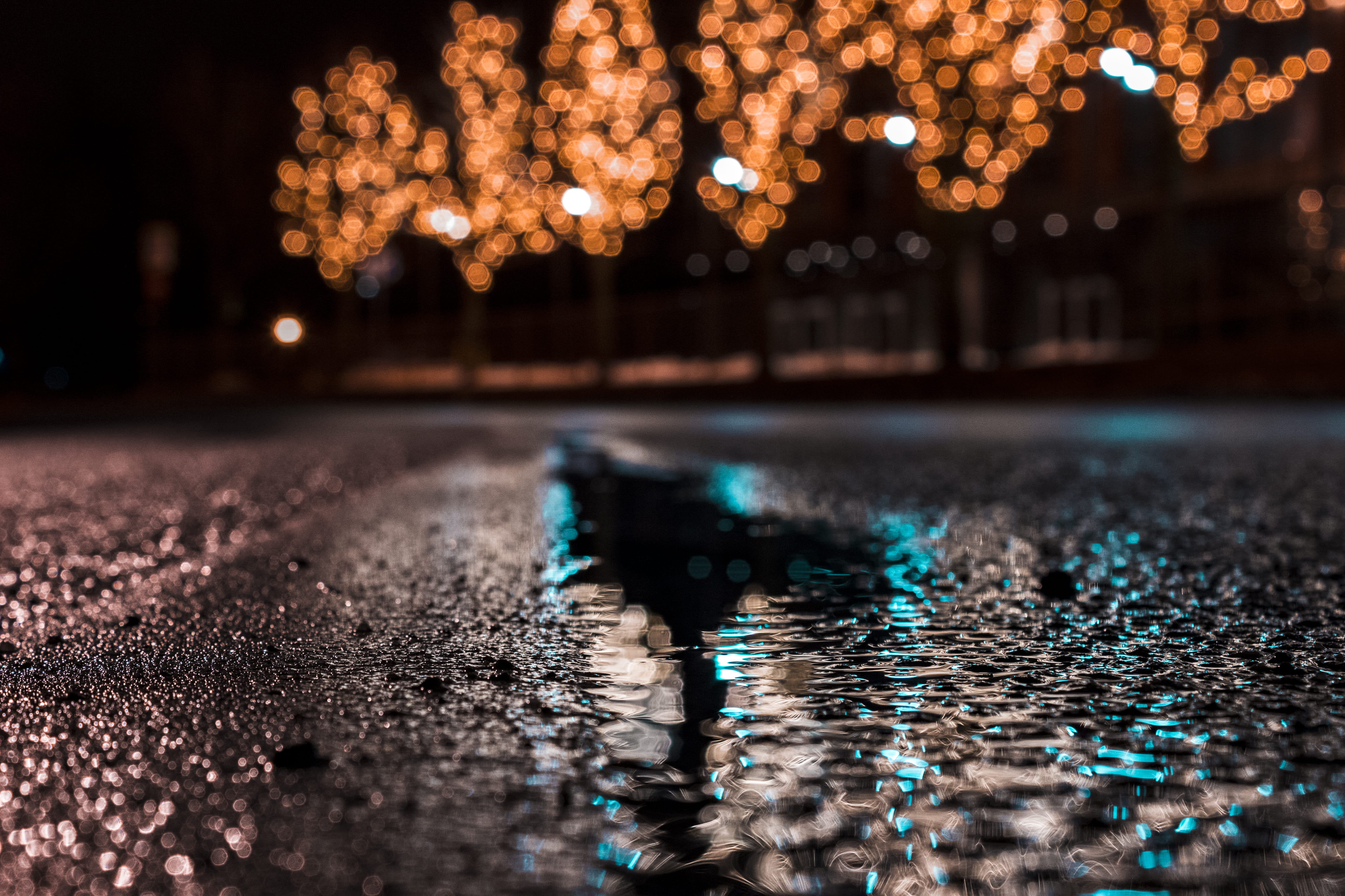 architecture, tranquility, surface level, sunset, city, focus, outdoors, photography, rippled, water, road, lights, nighttime, light, plant, art, swimming pool, HD Wallpaper