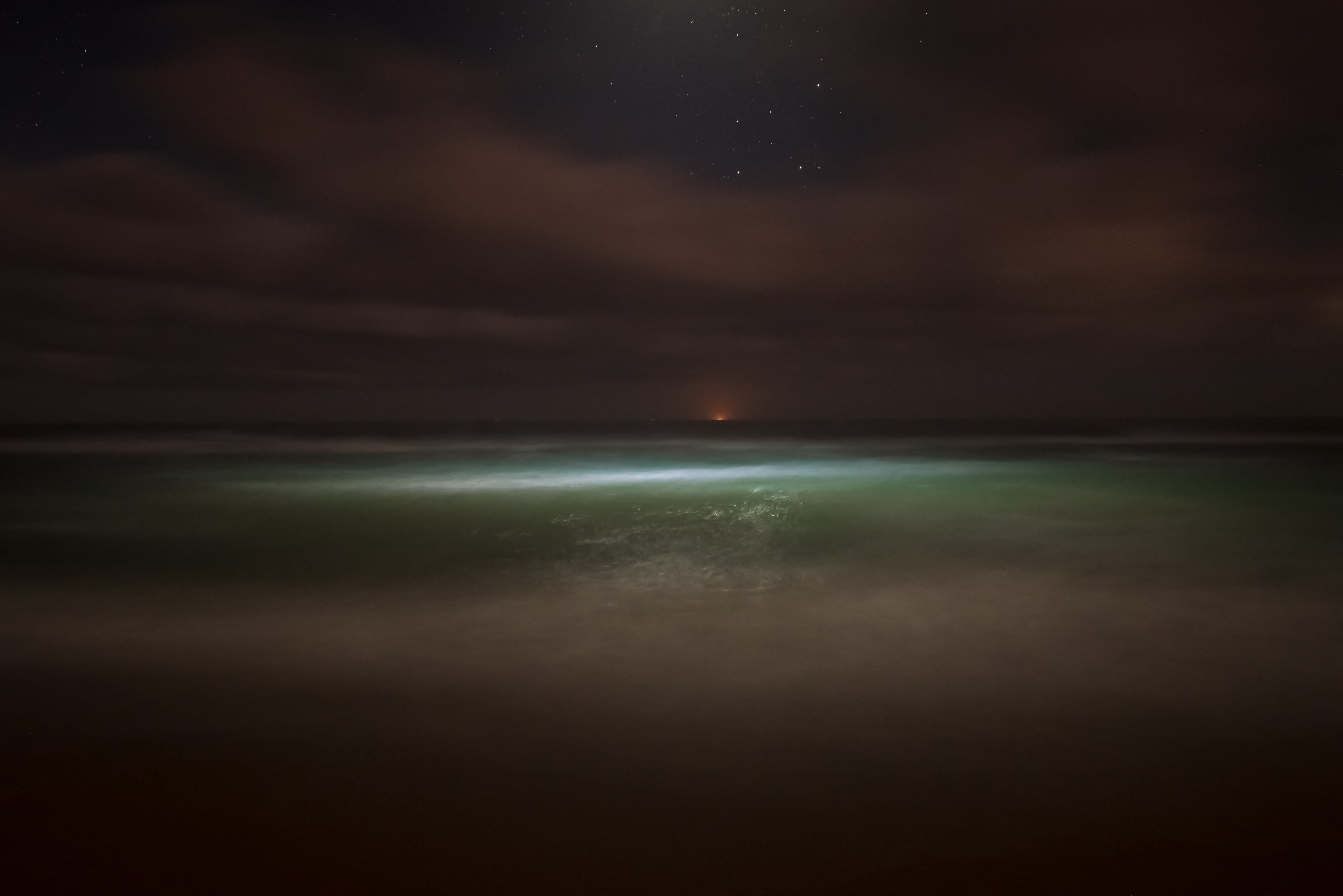 nighttime, calm, above, star - Space, space, luminosity, nature, 5K, body, horizon over water, tranquility, sea, cloud, blue, lights on, ocean, scenics - nature, HD Wallpaper