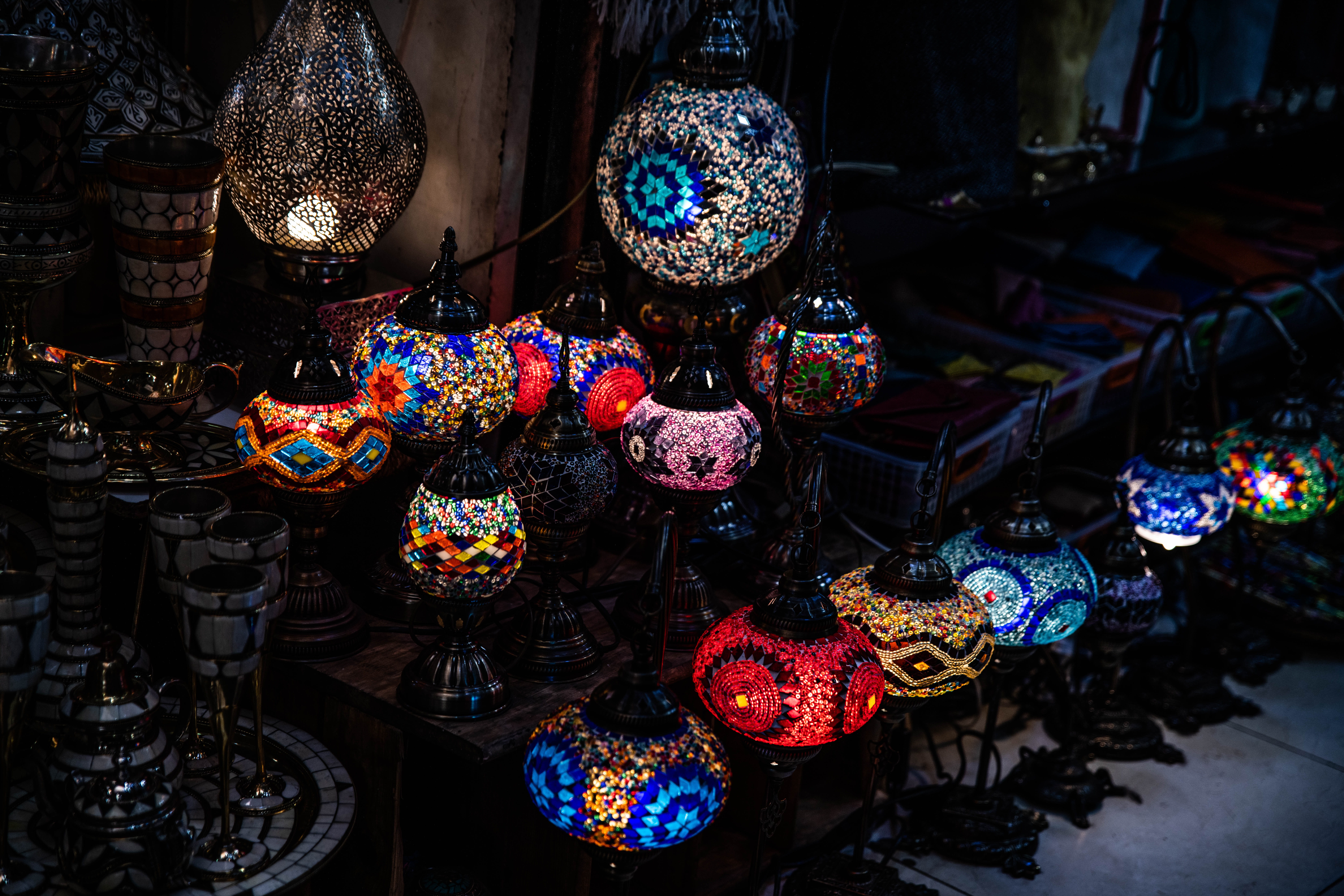 collection, chandelier, indoors, sphere, crystal, market stall, hanging, abundance, electric lamp, arrangement, glitter, spoke, art and craft, large group of objects, HD Wallpaper