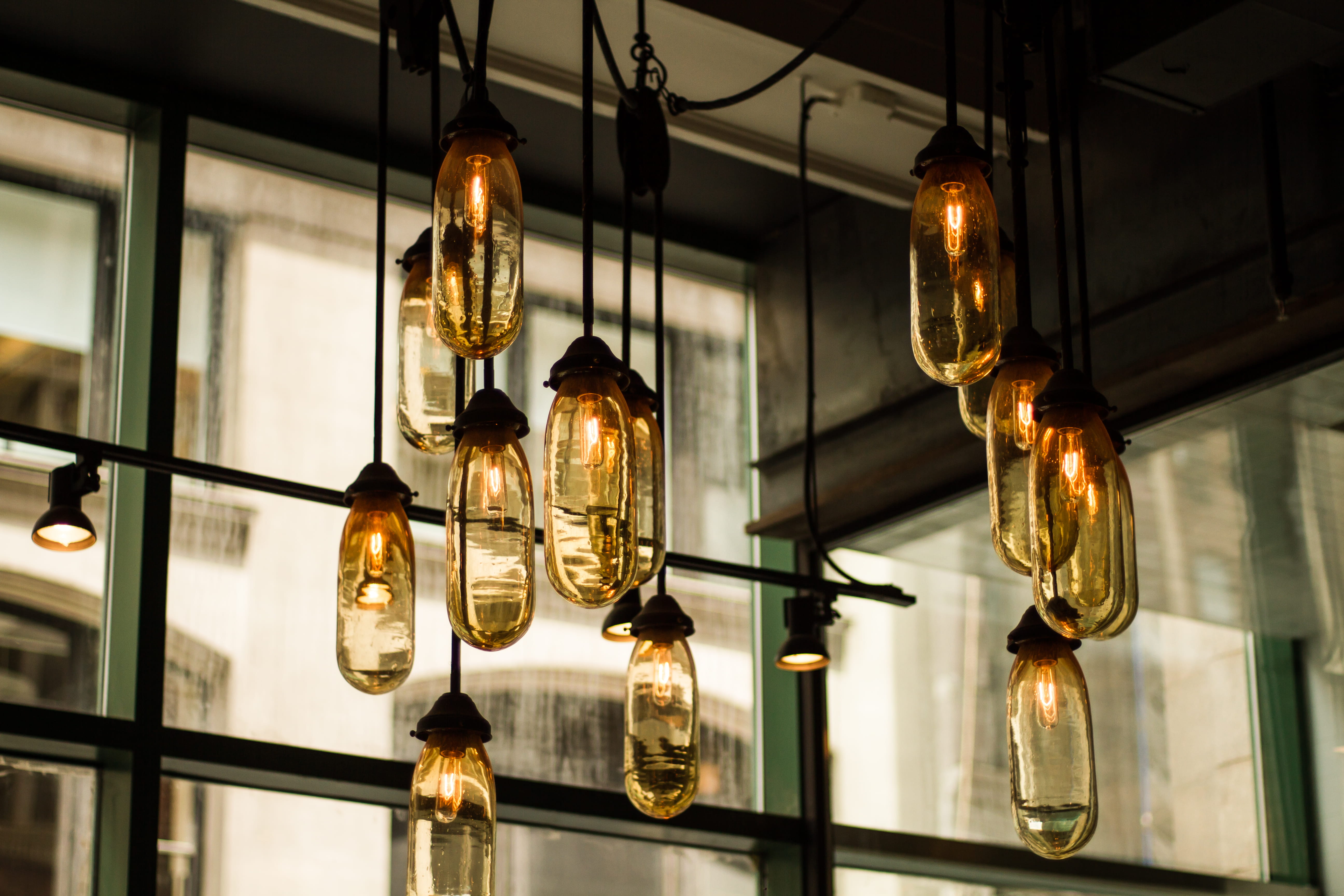 electric lamp, beige, decor, decoration, clean, pendant light, chandelier, indoors, raw, glow, light, interior, pendant, hanging, lighting, fixture, bulbs, HD Wallpaper
