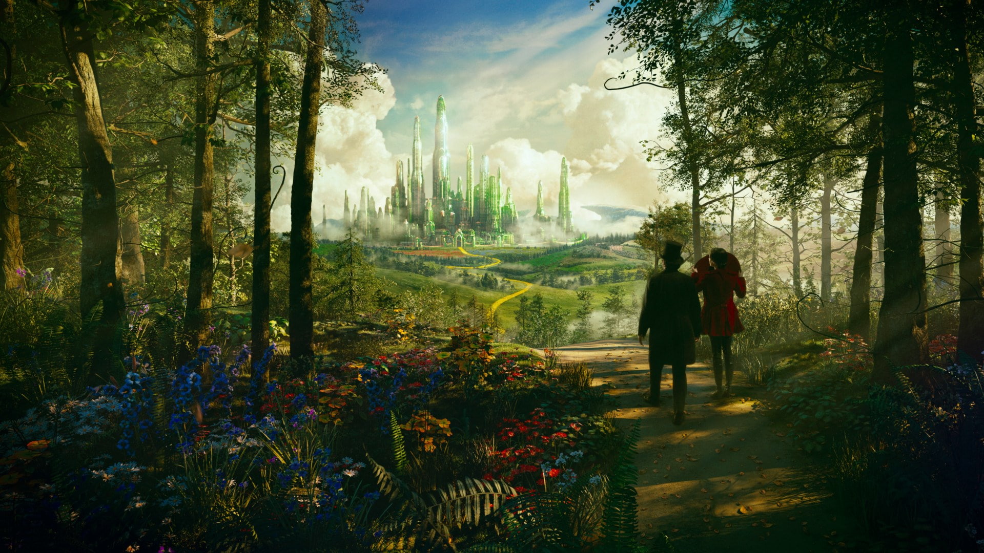 forest, real people, plant, beauty in nature, full length, oz the great and powerful, sky, couple - relationship, tree, women, people, walking, 1080P, HD Wallpaper
