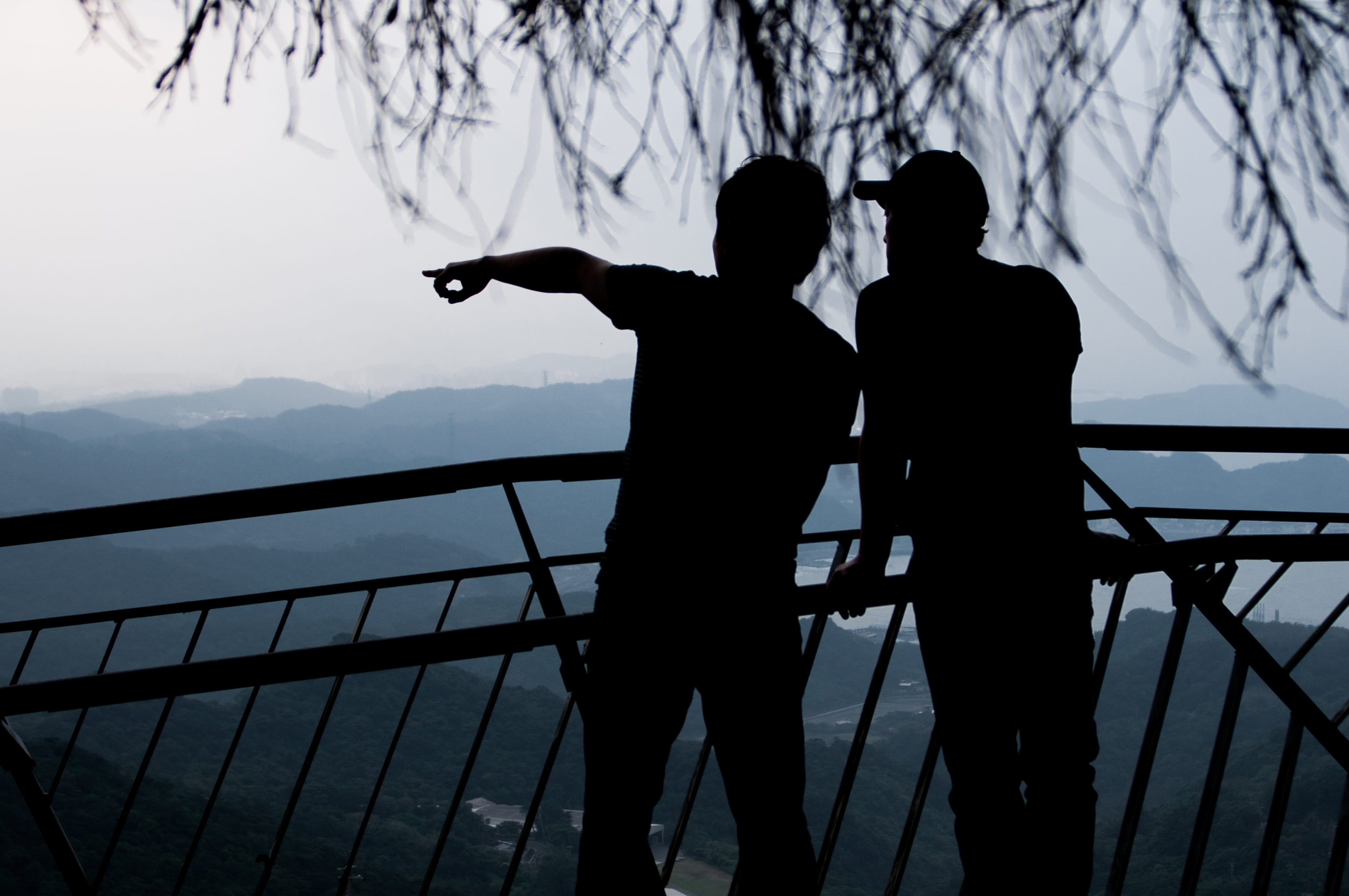 scenics - nature, tree, two people, mountain, taiwan, lifestyles, men, railing, nature, women, sky, shadow, leisure activity, togetherness, lake, beauty in nature, HD Wallpaper