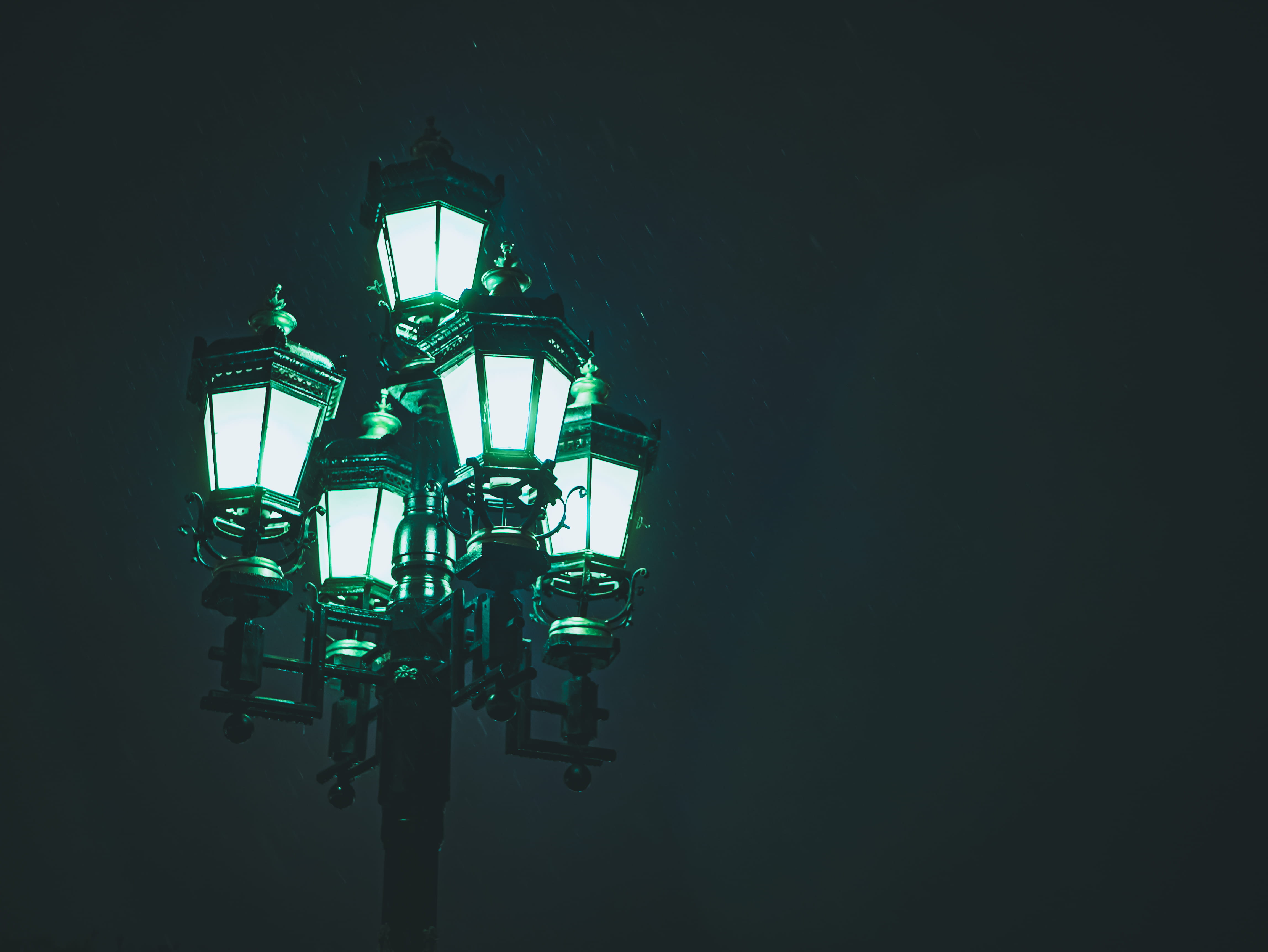 close-up, glass, architecture, green color, light fixture, lighting equipment, lamp post, nightlife, evening, lamps, 4K, no people, electric light, indoors, HD Wallpaper