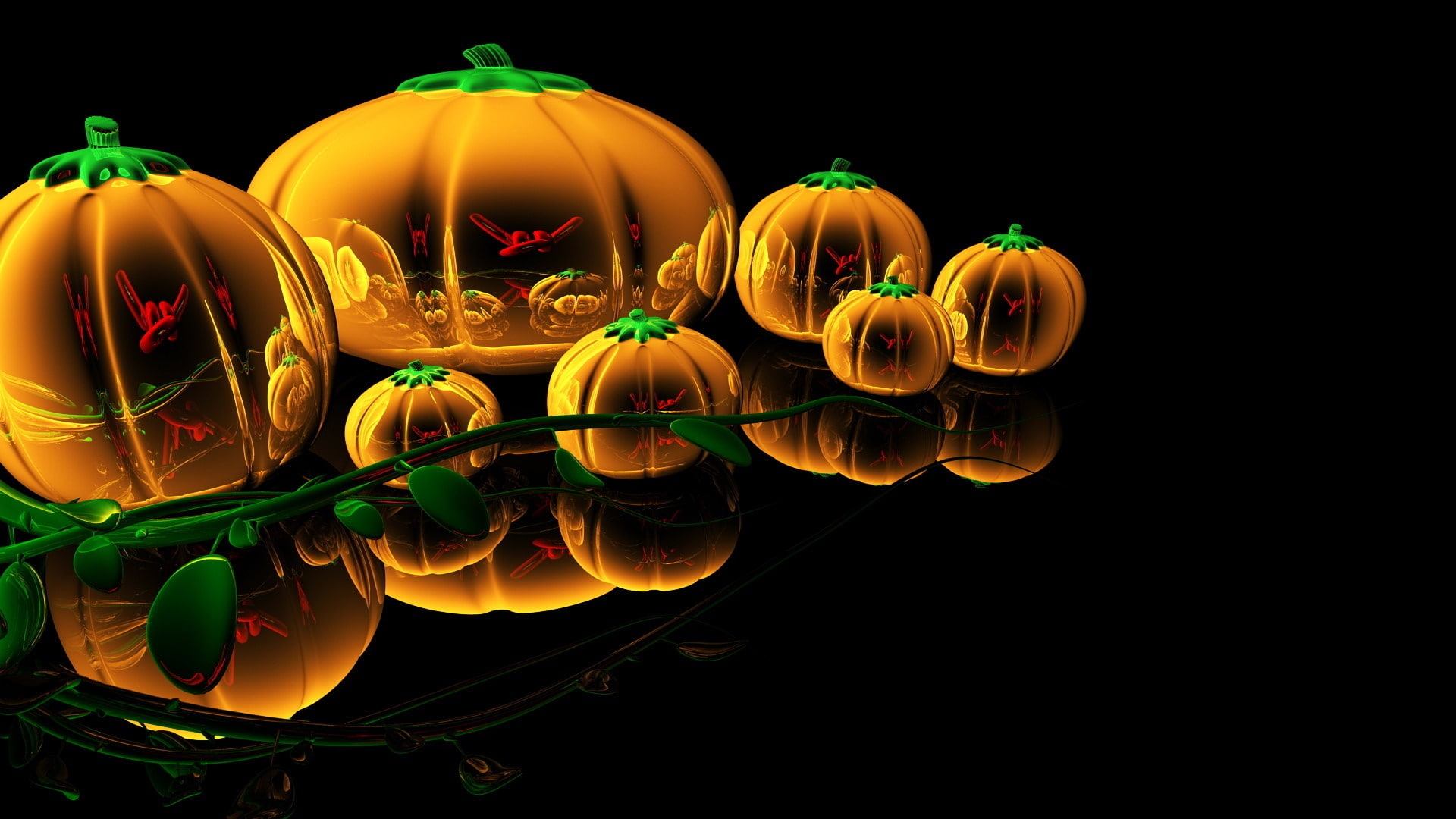 lighting, 1080P, jack o lantern, glass, digital art, abstract art, pumpkin, halloween, HD Wallpaper