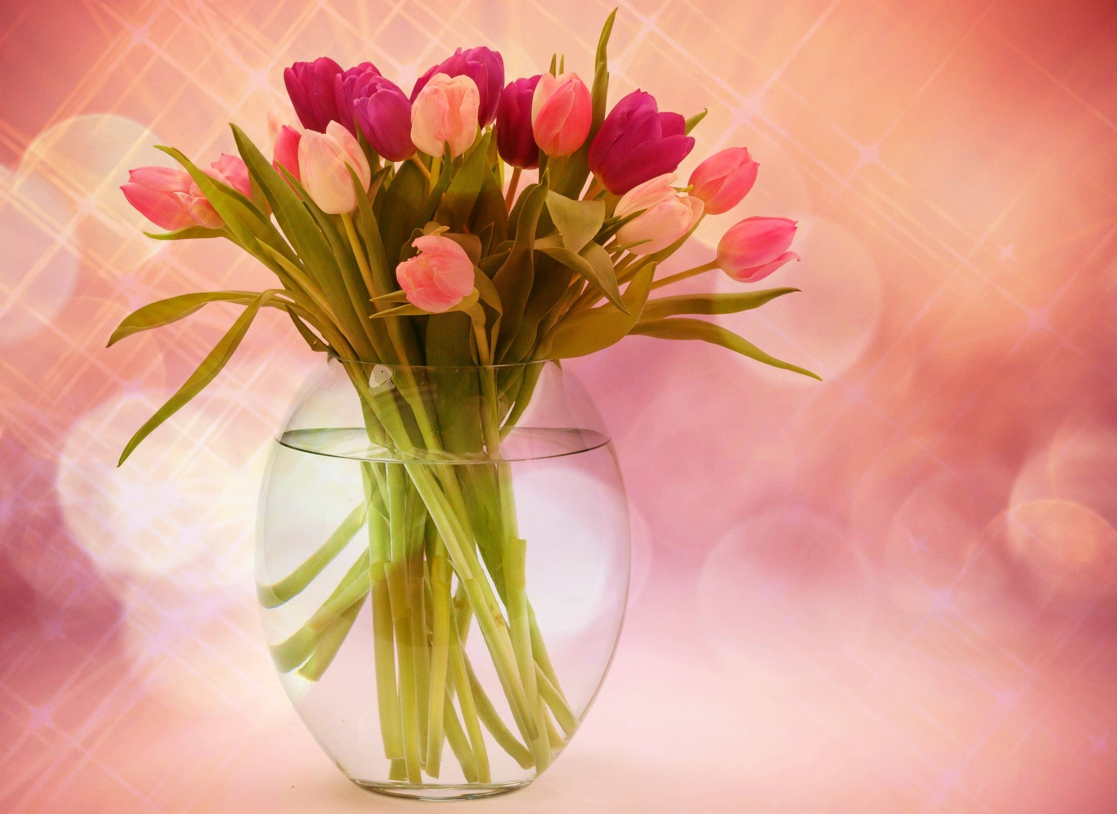 fragility, flower vase, nature, bright, decorative, bunch of flowers, 1080P, pink, flowers, vulnerability, red, glass - material, bloom, flower head, colorful, HD Wallpaper