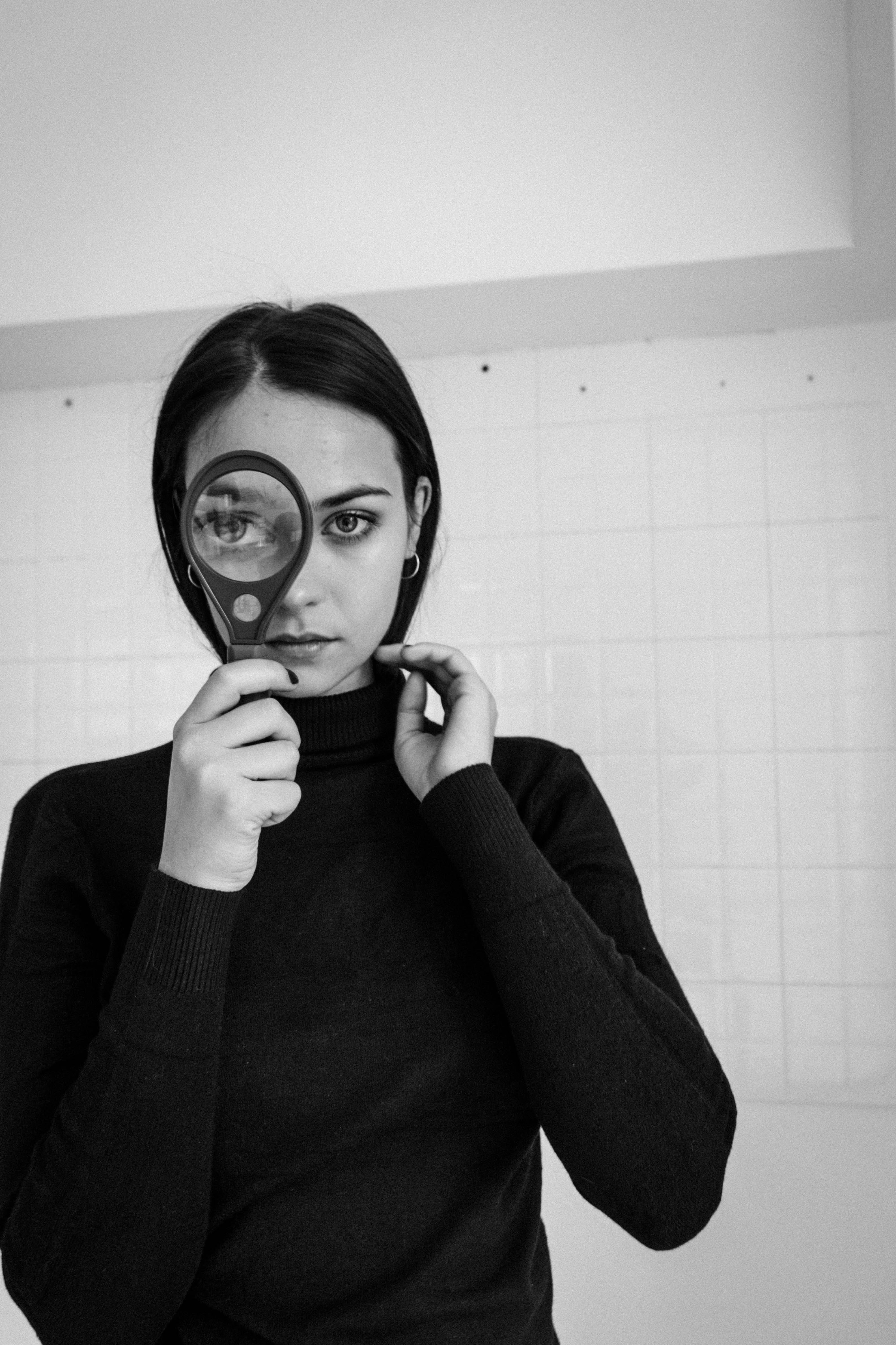 woman, front view, sweatshirt, face, goggles, looking at camera, person, glass, grey, looking, apparel, photography, accessories, long sleeve, young women, Phone HD Wallpaper