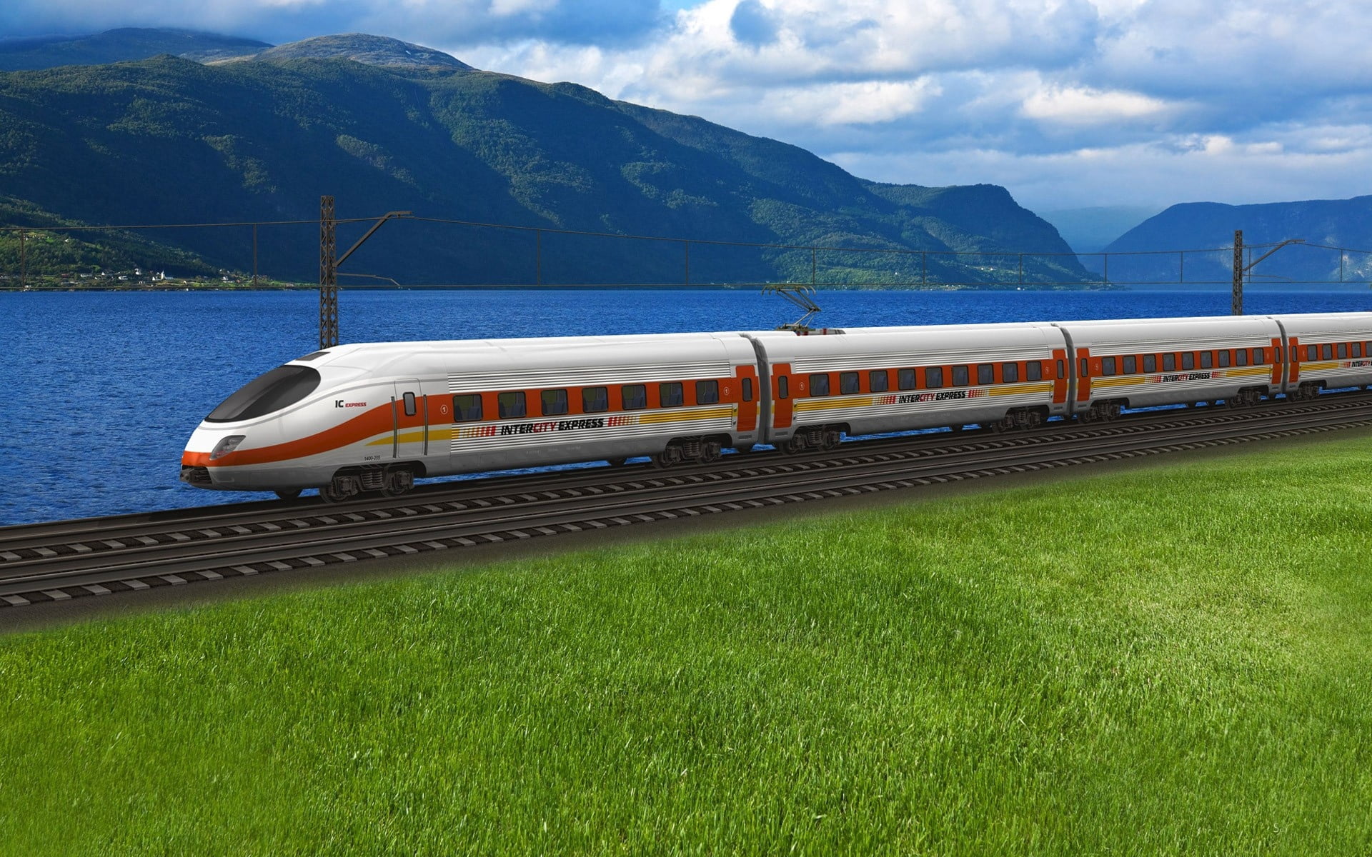 illustration, mode of transportation, vacations, outdoors, travel, railroad Track, beauty in nature, nature, water, peregrine falcon, europe, people Traveling, HD Wallpaper