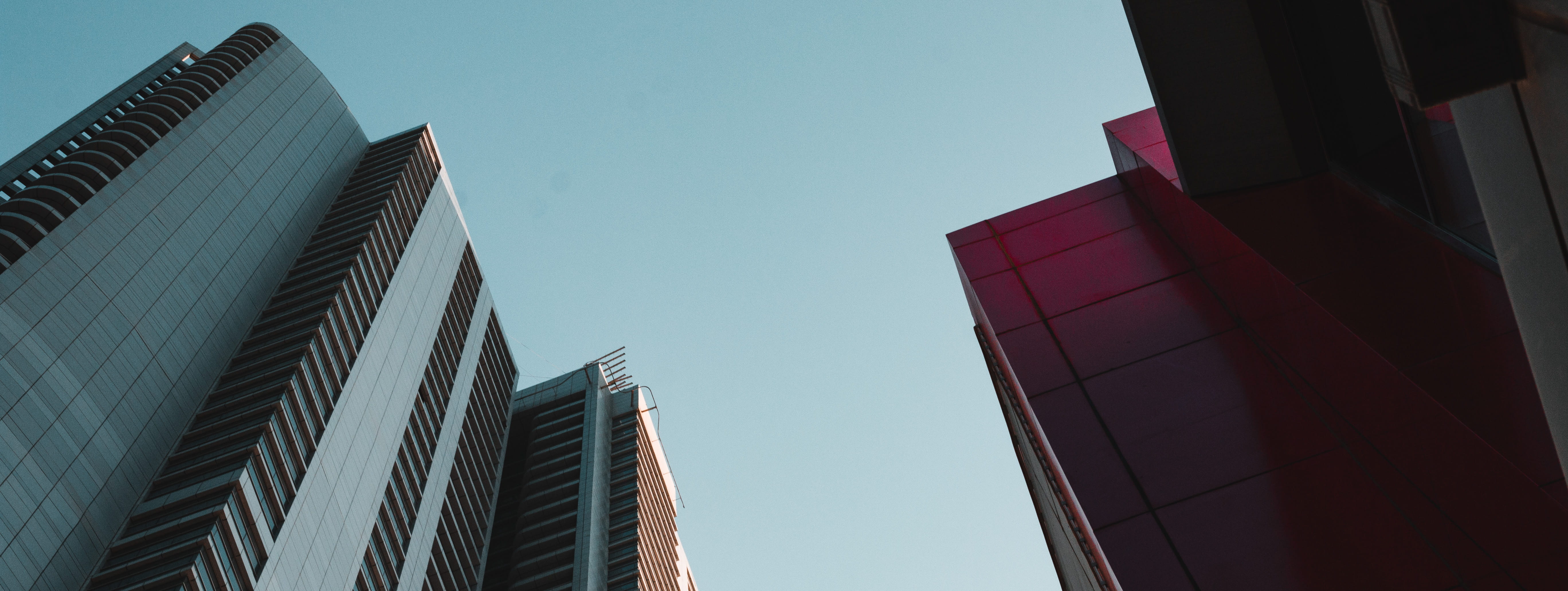 clear sky, blue, skyscraper, united arab emirates, tall, no people, tower, towers, sky, glass - material, built structure, architecture, building, building exterior, HD Wallpaper