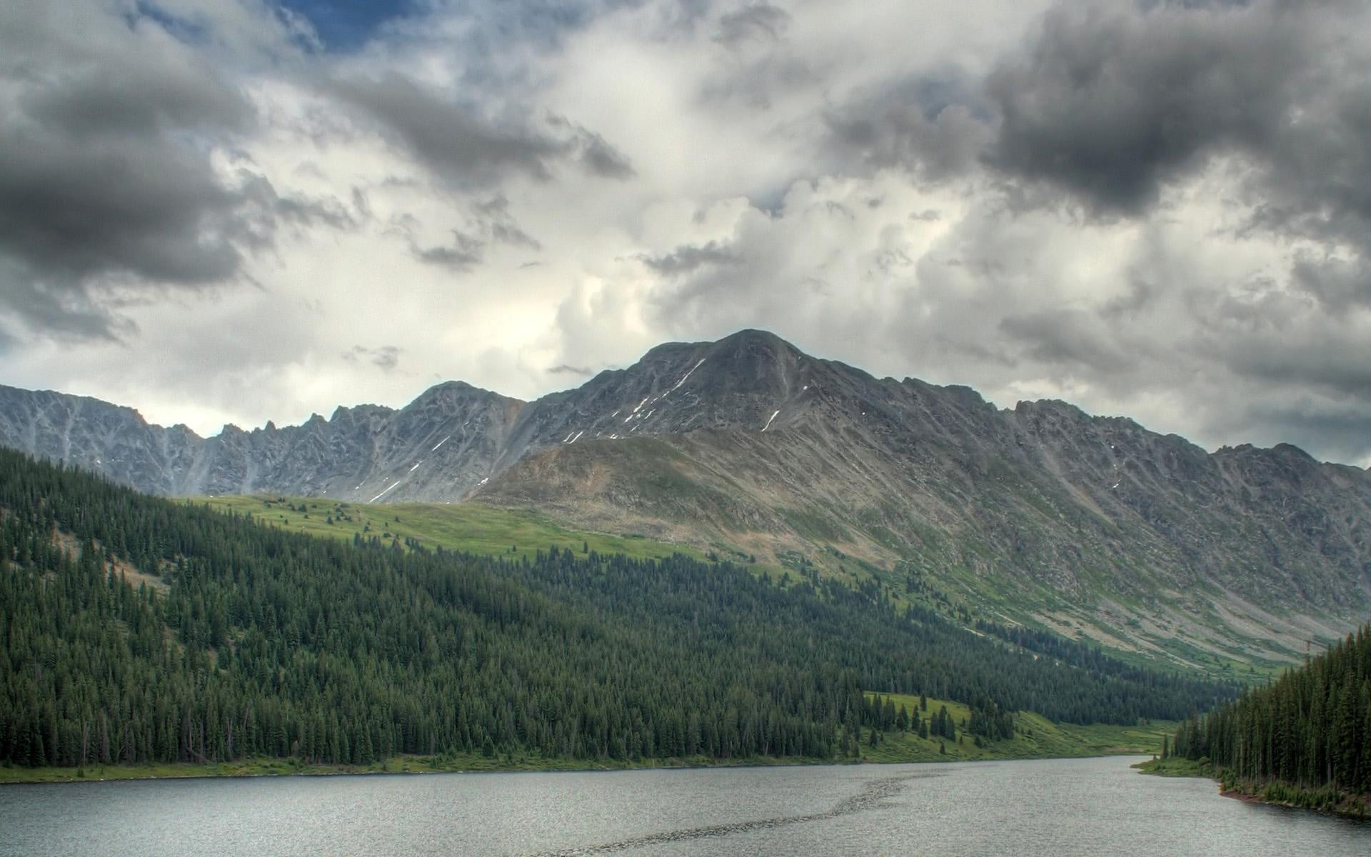 clound, amazing, river, hd, 1080P, beautiful, mountain, forest, 3d and abstract, HD Wallpaper