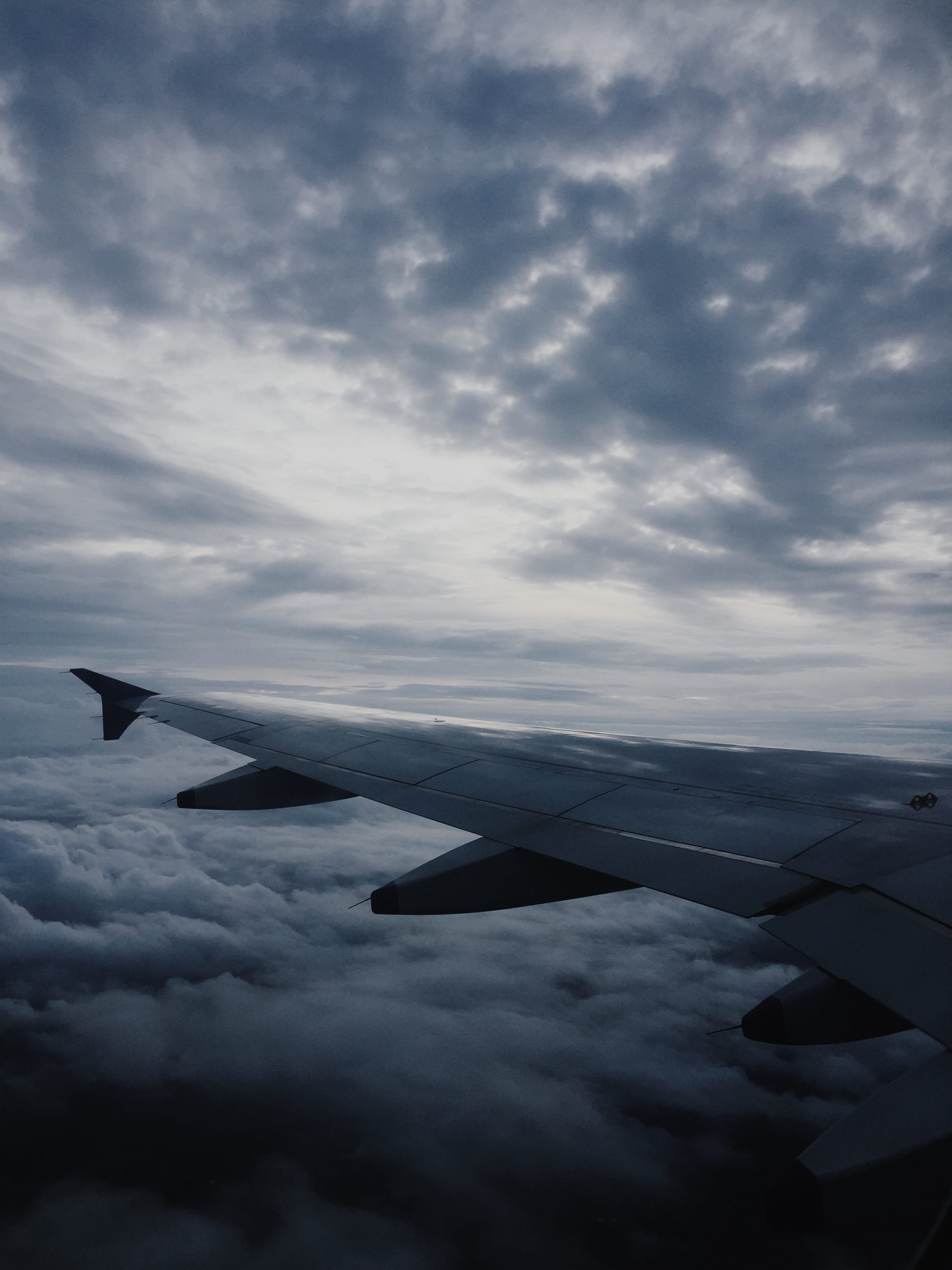 cloud, cloudscape, flight, aircraft Wing, cloudy, cloud - Sky, plane, view, transportation, flying, business Travel, window, outdoors, gloomy, 2K, journey, Phone HD Wallpaper