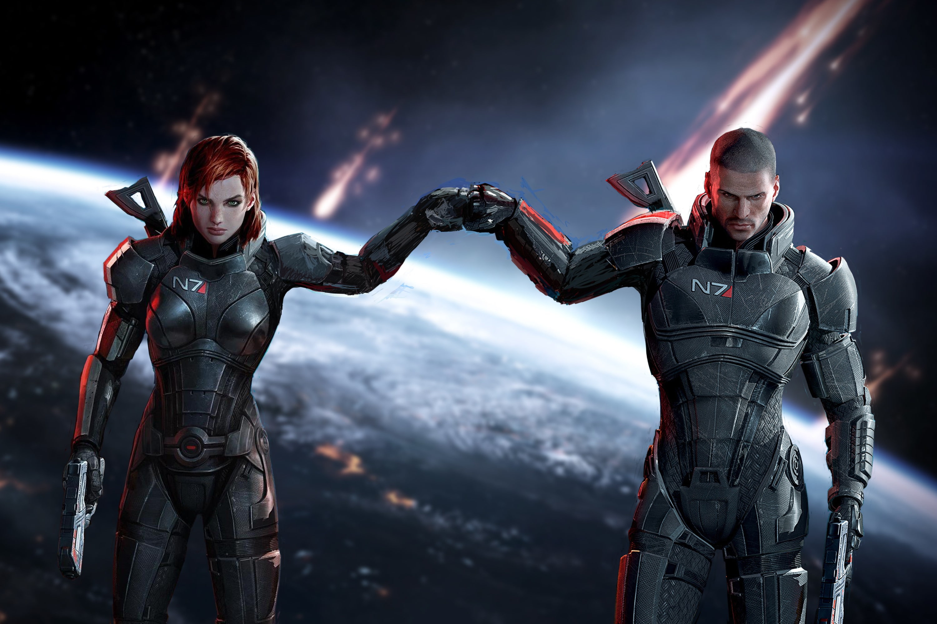 2K, commander shepard redhead femshep mass effect 3 gun n 7 earth armor, HD Wallpaper