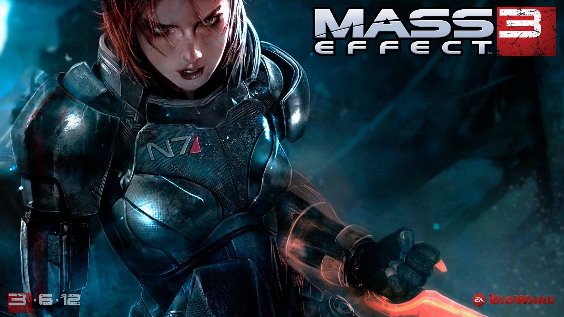 text, hair, waist up, women, young women, hairstyle, young adult, adult, Mass Effect 3, video games, 1080P, clothing, front view, communication, leather, HD Wallpaper