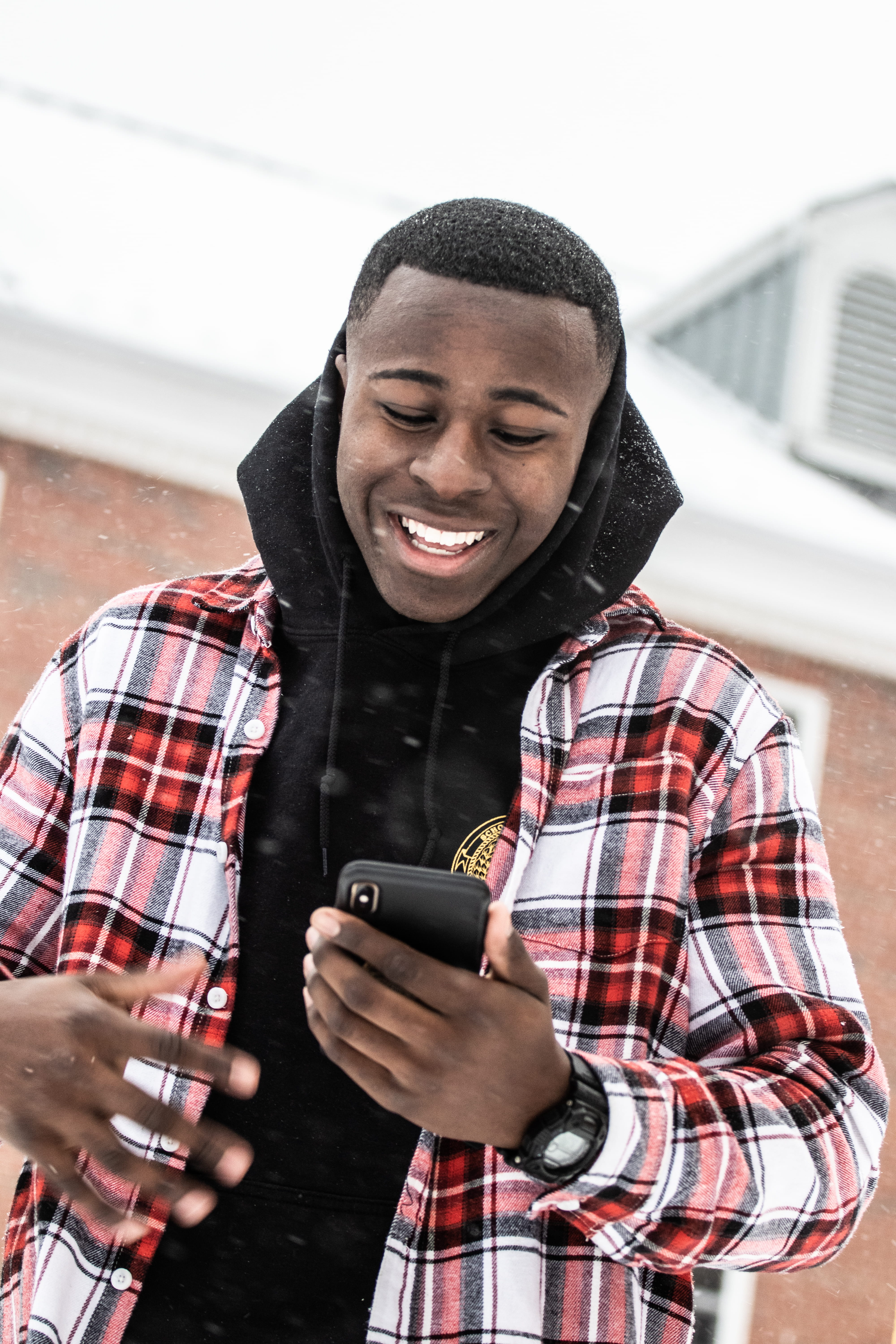 phone, face, happiness, mobile phone, sweatshirt, person, hand-held computer, young men, lifestyles, sweater, photo, standing, real people, electronics, Phone HD Wallpaper