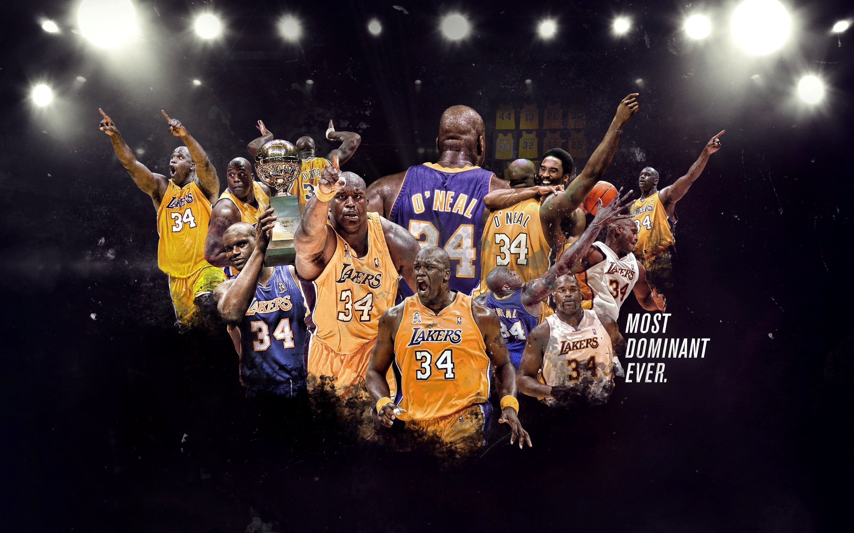 crowd, professional sport, angeles, Los Angeles Lakers, stage - performance space, real people, arts culture and entertainment, Player, poster, Shaquille Oneal, HD Wallpaper