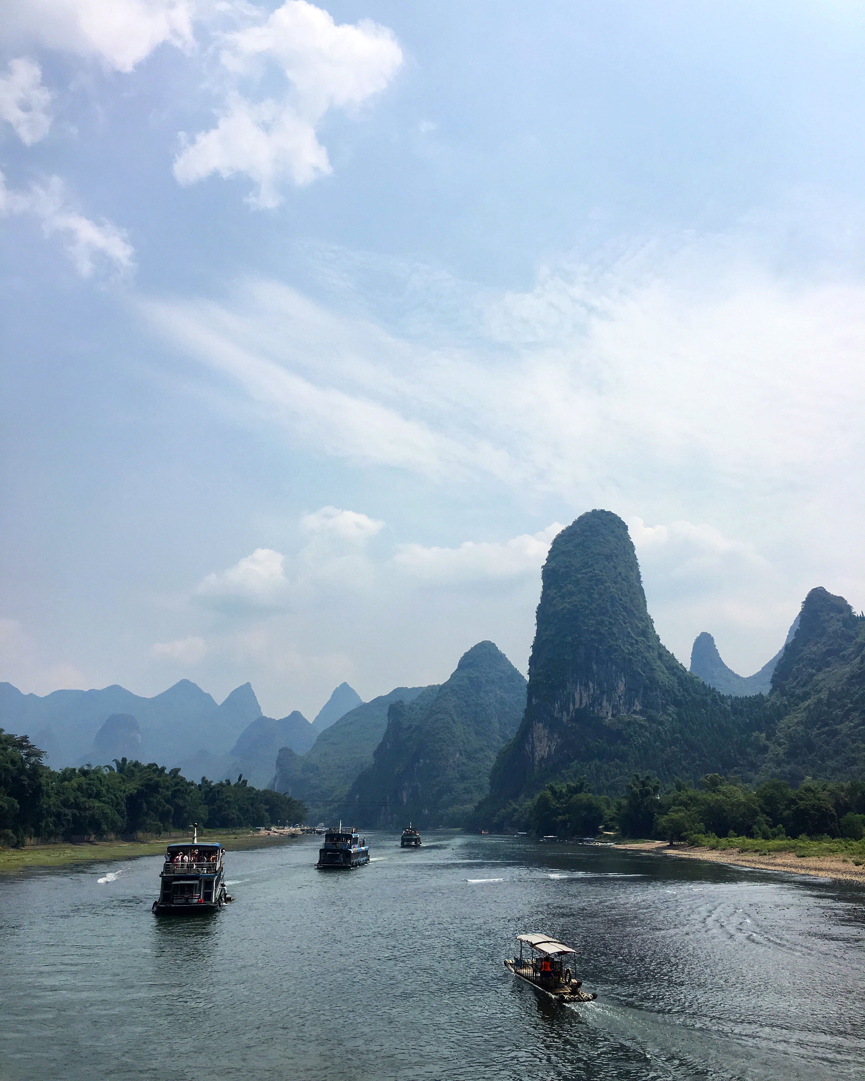 scenics - nature, travel to guilin, tranquility, china, li river, day, travel, best of china, best of guilin, waterfront, water, non-urban scene, nature, Phone HD Wallpaper