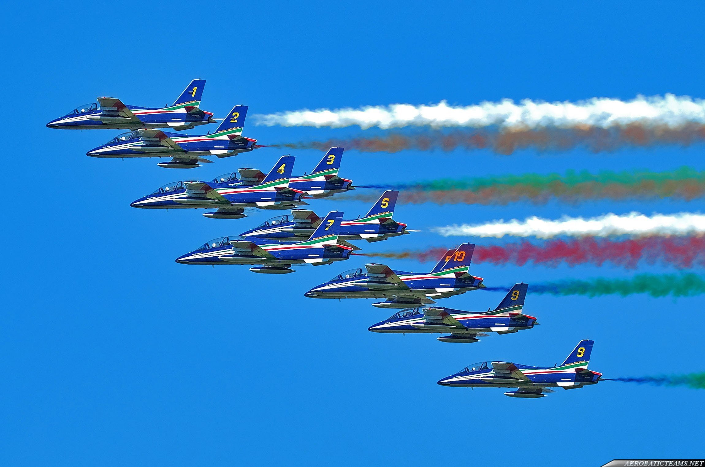 italia, tricolori, ce, jet, aermacchi, 1080P, acrobatic, mb 339, team, aircrafts, pan, HD Wallpaper