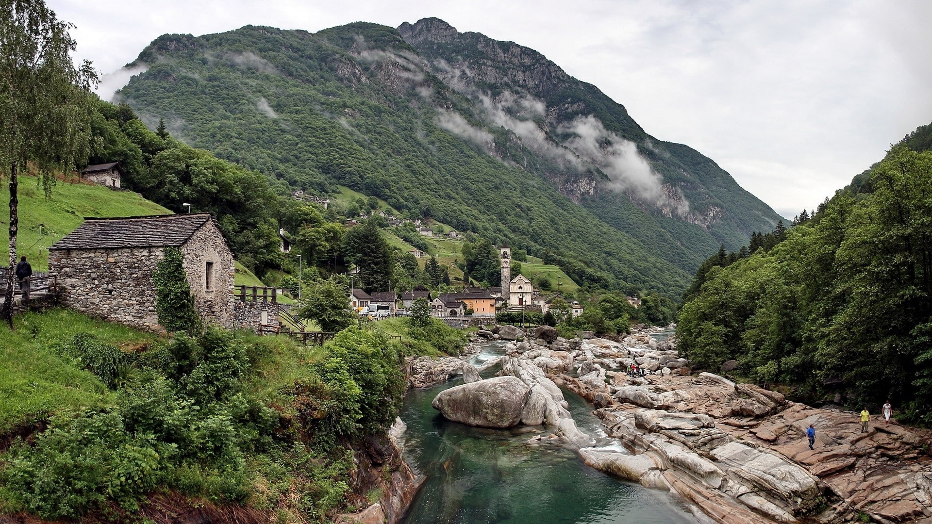 1080P, landscape, Ticino, mountains, nature, Switzerland, Valle Verzasca, river, HD Wallpaper