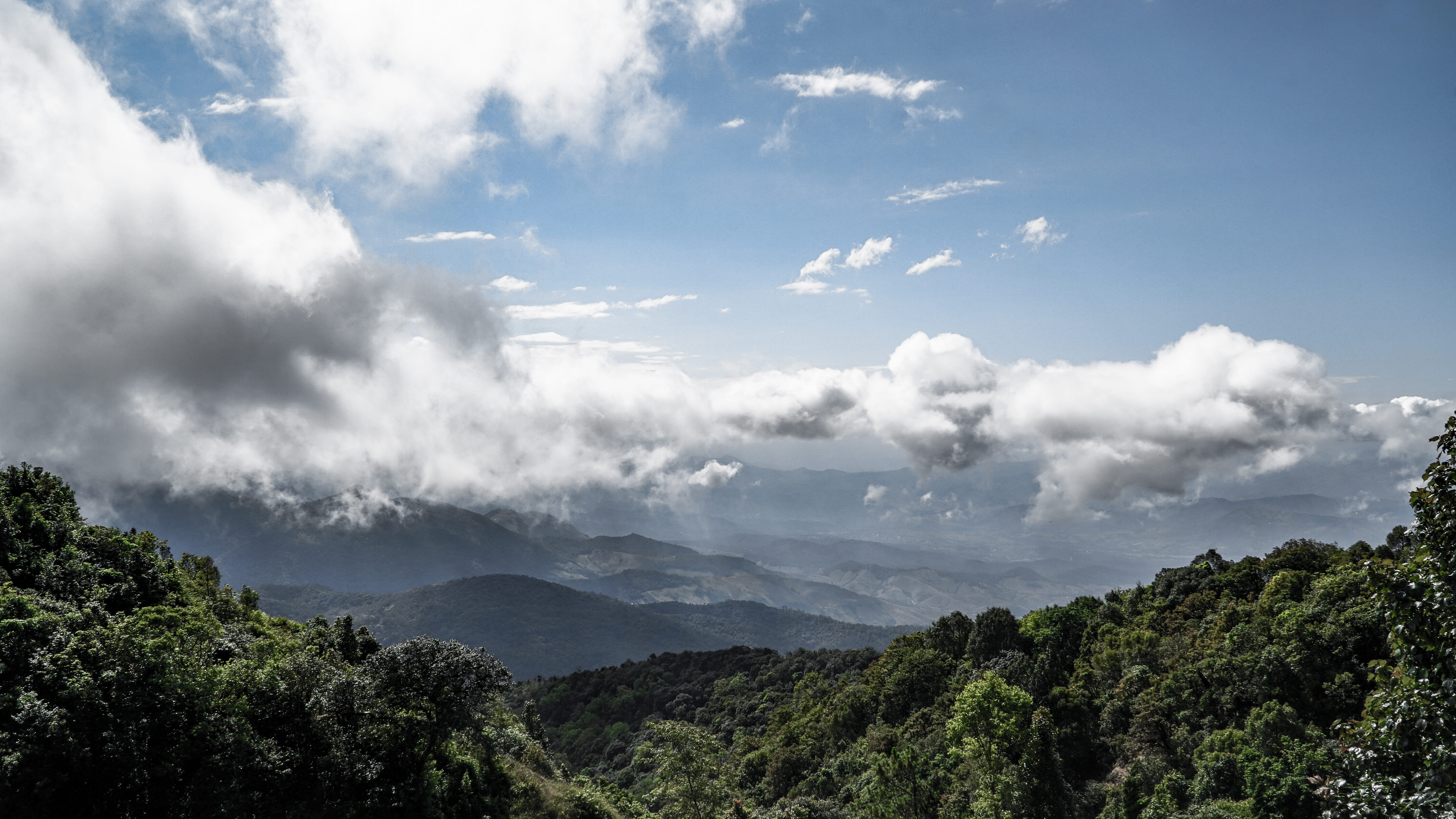 cloud, azure sky, clouds, scenics - nature, mountain, forest, rainforest, cloud - sky, mountain range, land, beauty in nature, growth, nature, thailand, HD Wallpaper