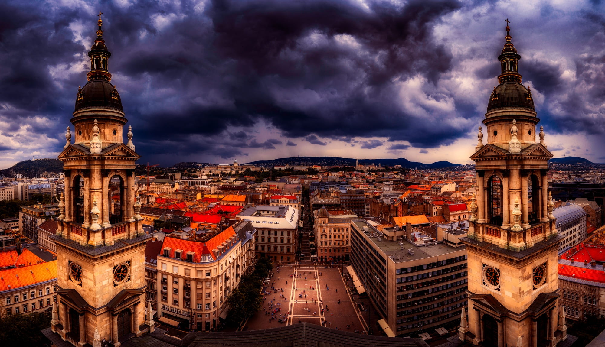 Hungary, travel destinations, illuminated, no people, church, tourism, building, urban skyline, skies, buildings, clouds, beside, city, tower, cloudy, cathedral, HD Wallpaper