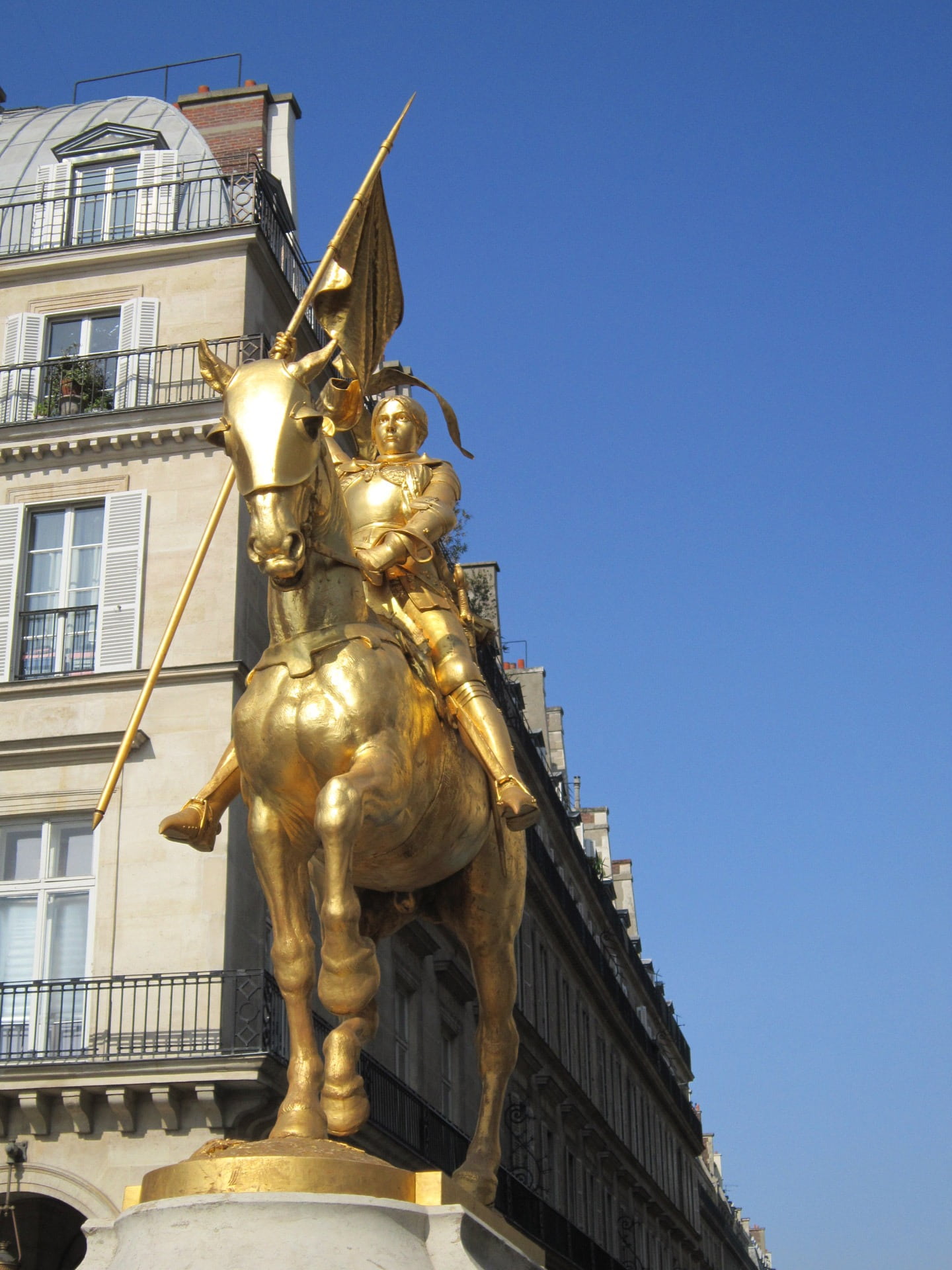 history, statue, sky, travel, representation, day, low angle view, joan of arc, human representation, architecture, travel destinations, golden, folk heroine, Phone HD Wallpaper