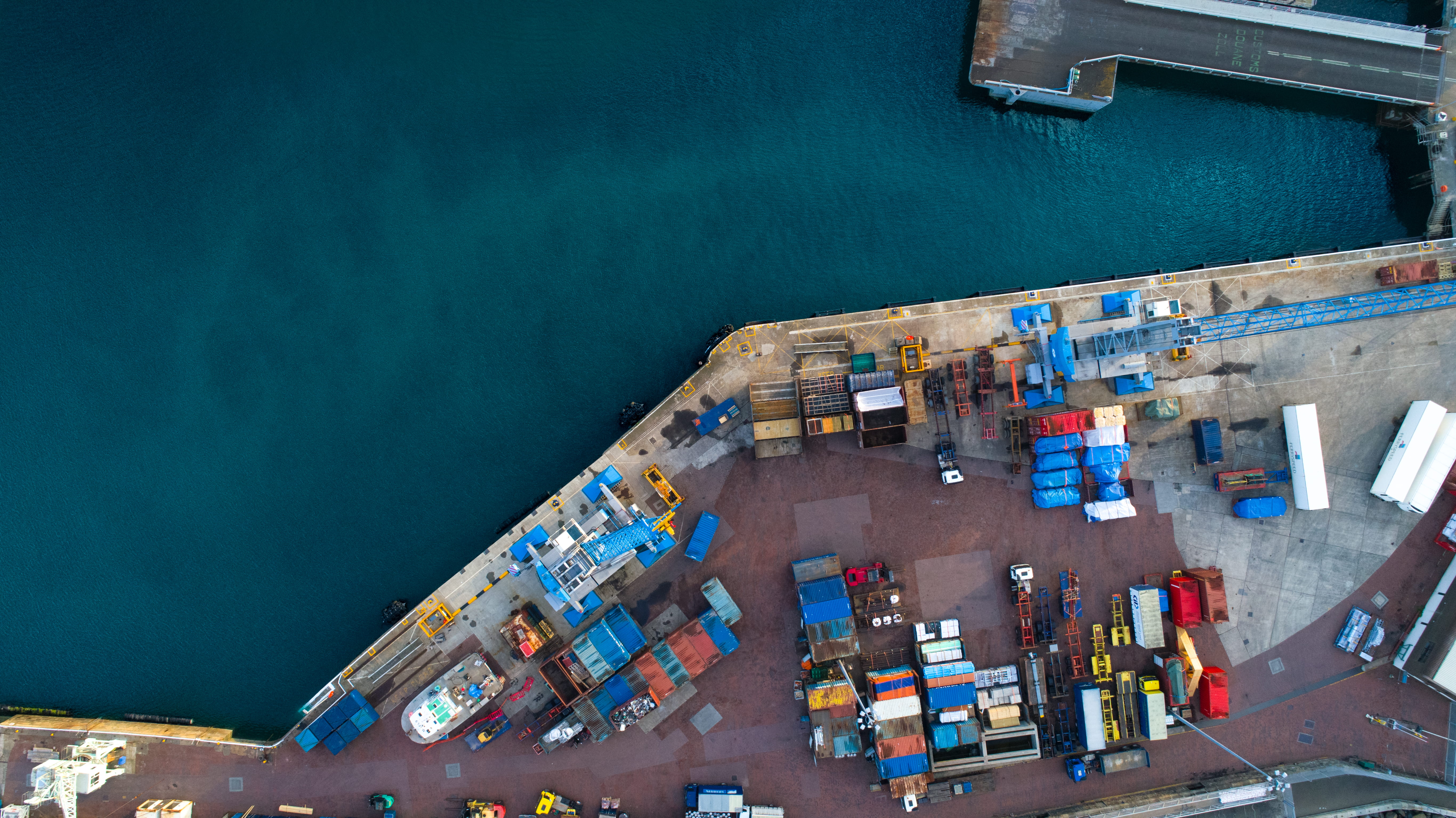 drone, from above, view, s, container, passenger craft, busy, nature, daytime, commercial dock, bird, harbour, no people, floor, guernsey, looking down, HD Wallpaper