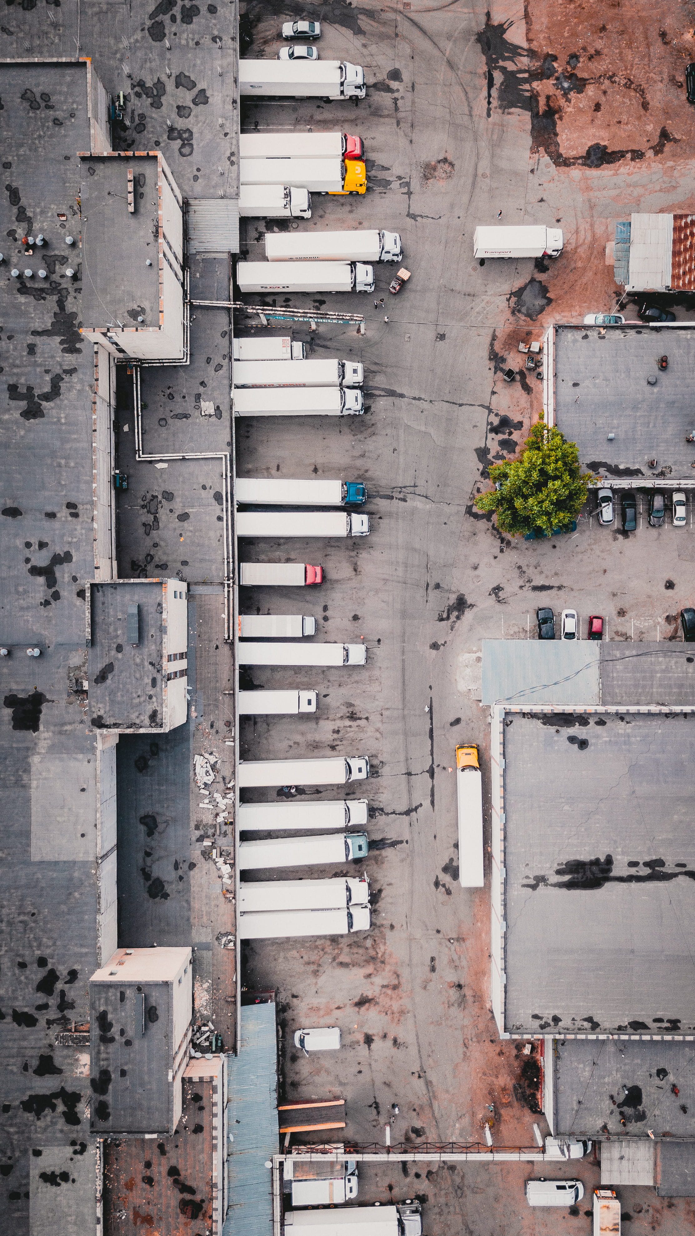 4K, building, development, architecture, diagonal, urban Scene, concrete, transport, street, travel, drone view, business, lorry, day, gray, factory, built Structure, Phone HD Wallpaper