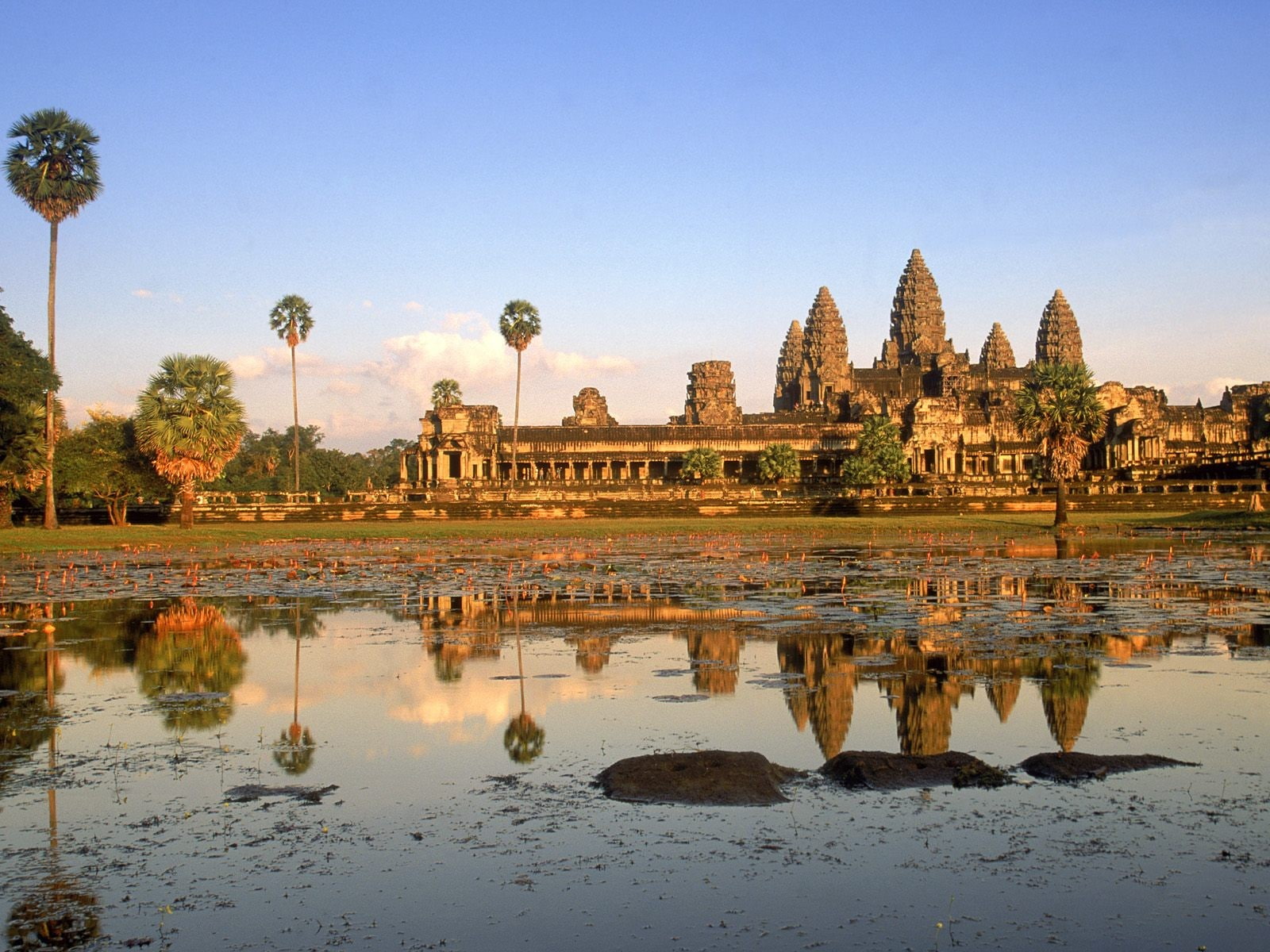 sunset, angkor, cambodia, wat, 720P, HD Wallpaper