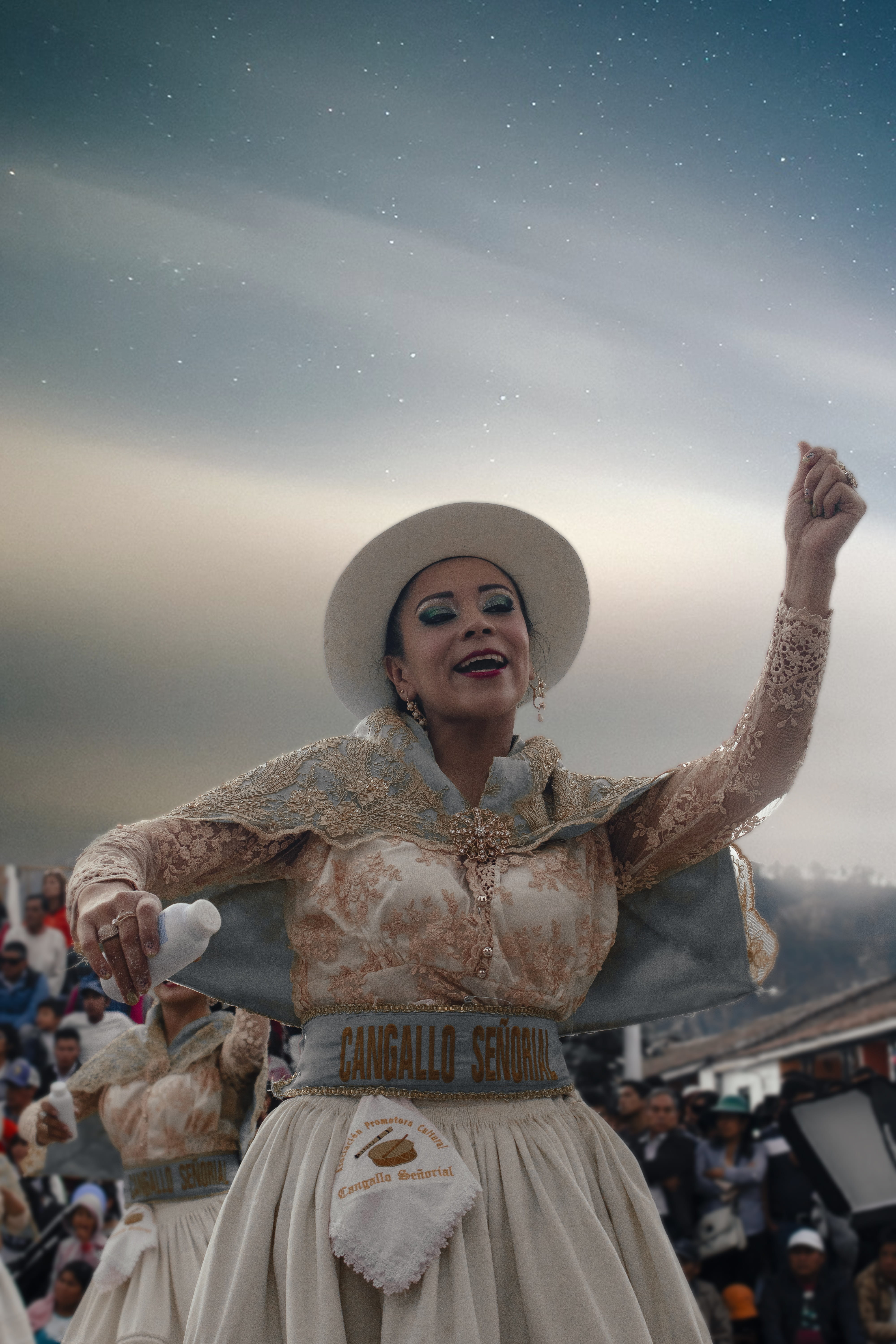 arms raised, hat, clothing, joy, smiling, incidental people, enjoyment, carnival, standing, human arm, front view, costume, happiness, women, dance, one person, Phone HD Wallpaper