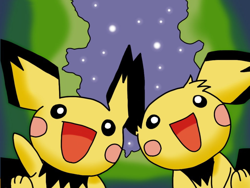 art, cute, pichu, hd, pokemon, 480P, anime, stars, Electric, HD Wallpaper