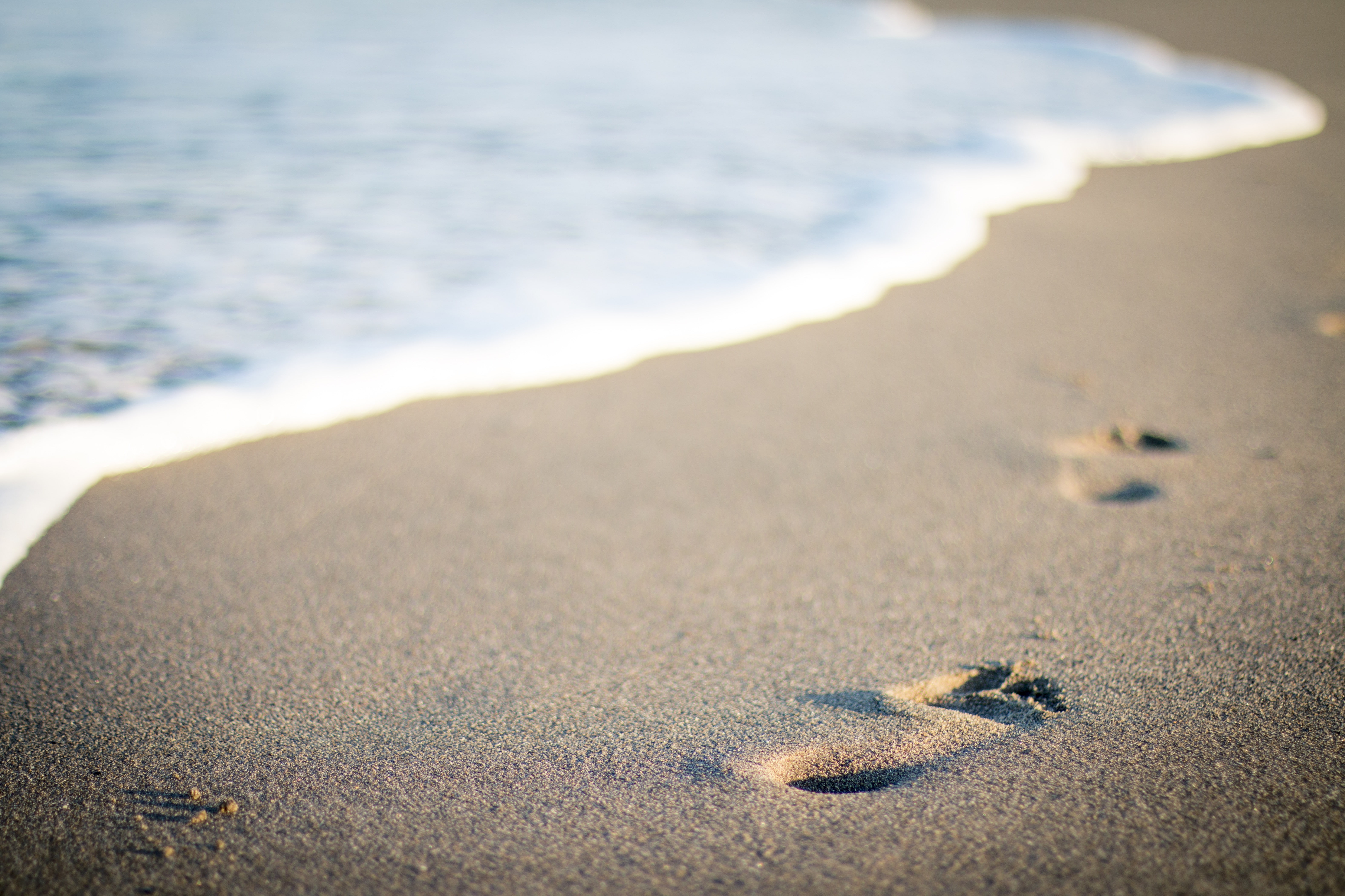 sea, steps, Beach, 5K, sand, seawater, salt water, summer vacation, HD Wallpaper